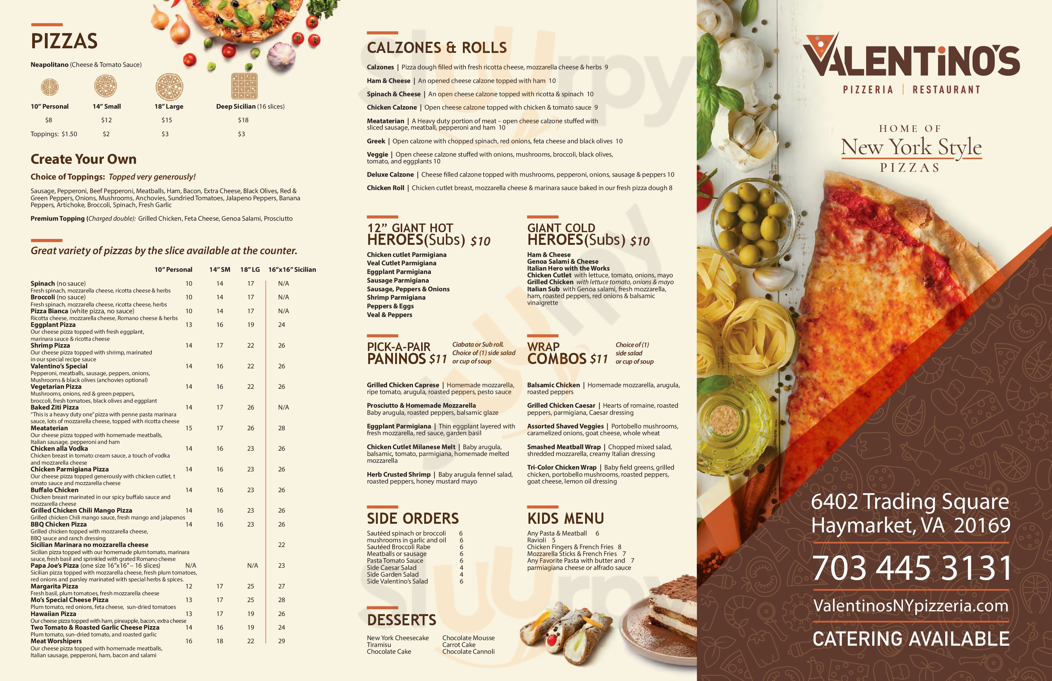 Valentino's New York Style Pizzeria Haymarket Menu - 1