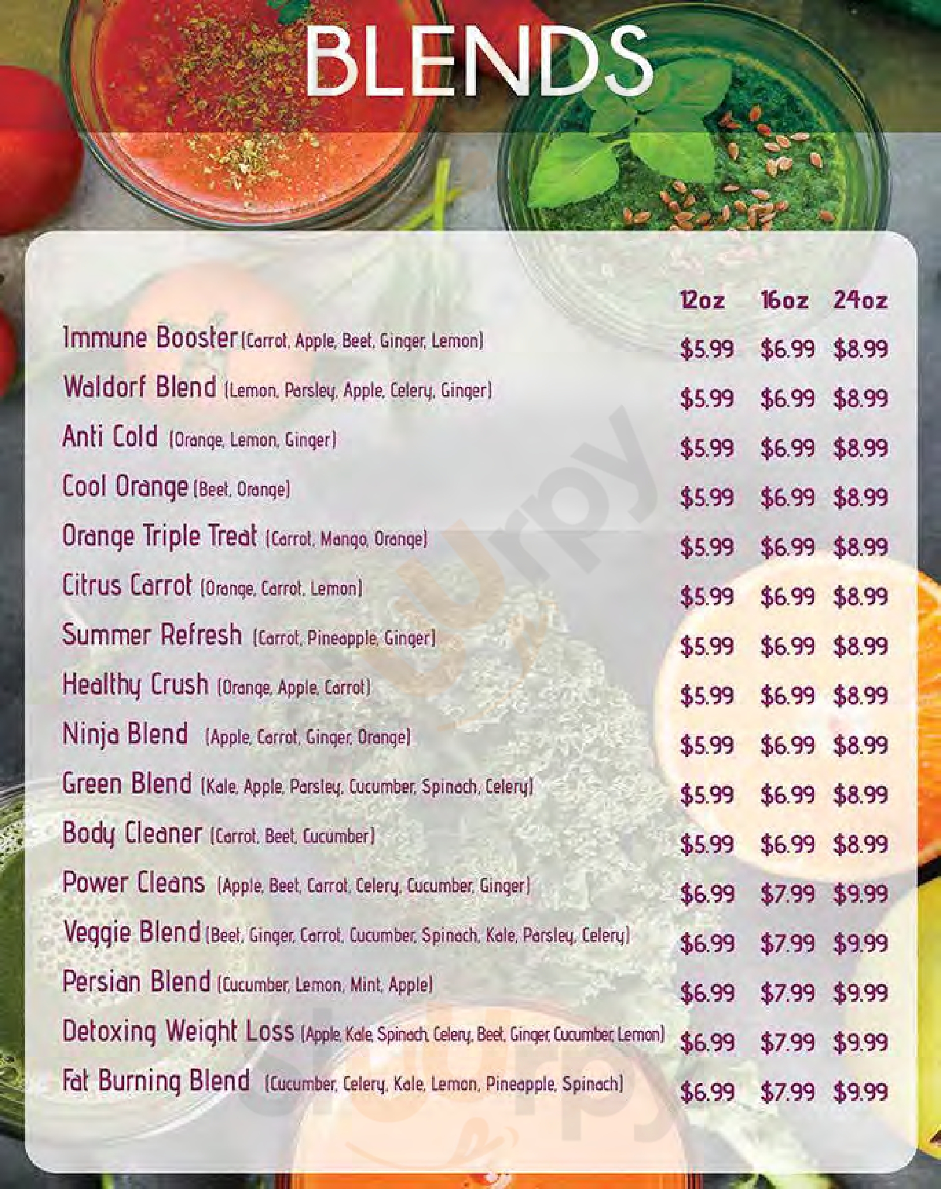 Main Menu - Juice Stop