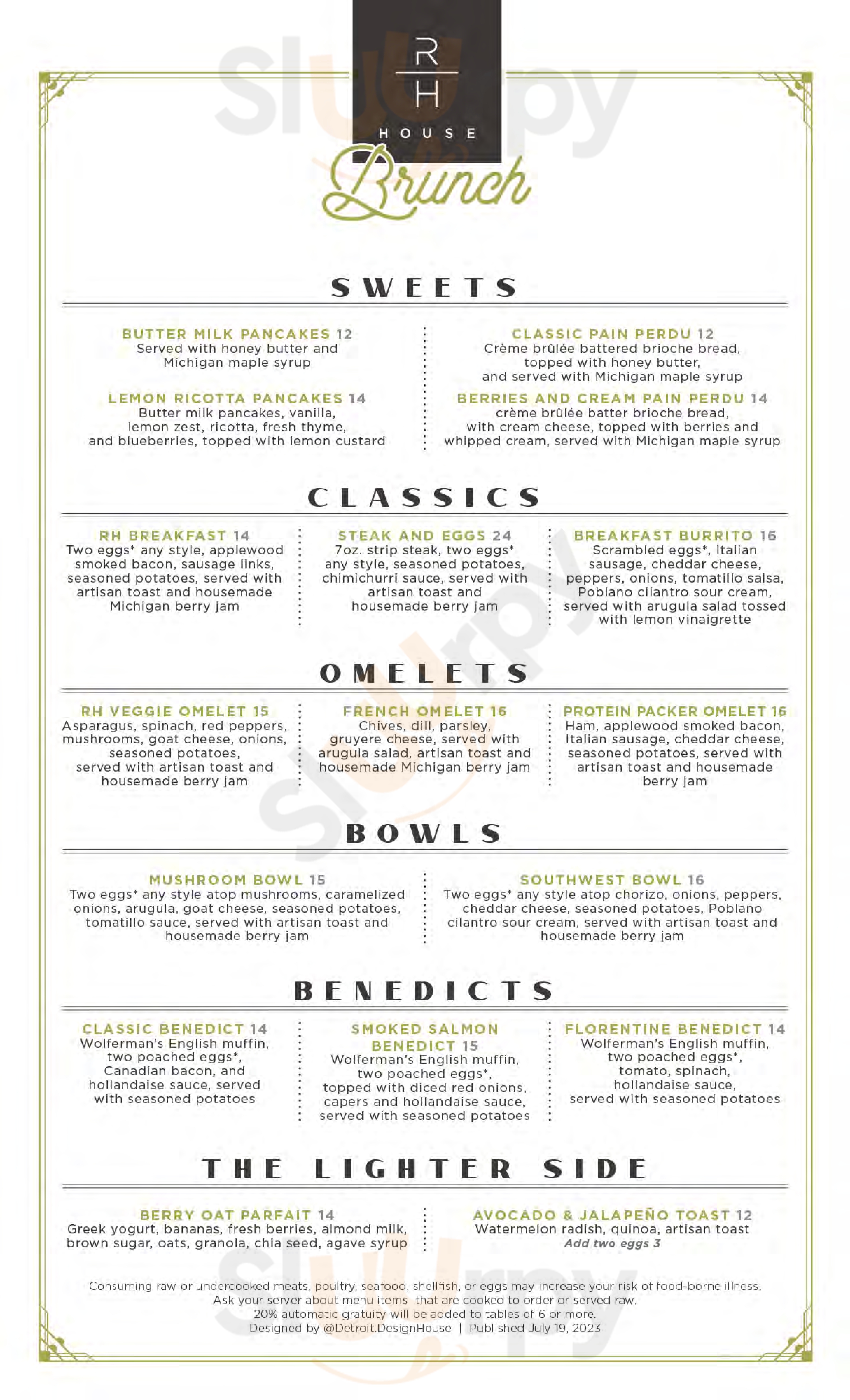 Rh House Rochester Hills Menu - 1