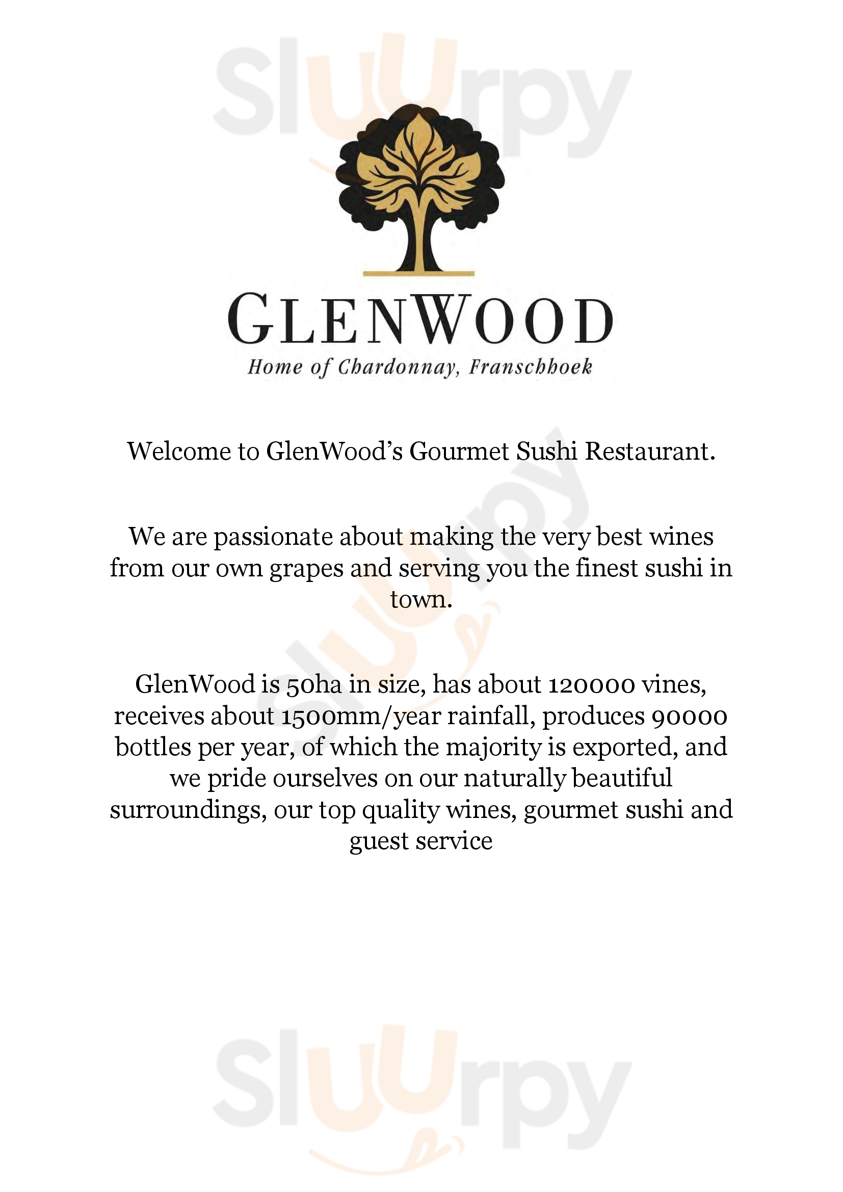 Glenwood’s Gourmet Sushi Restaurant Franschhoek Menu - 1