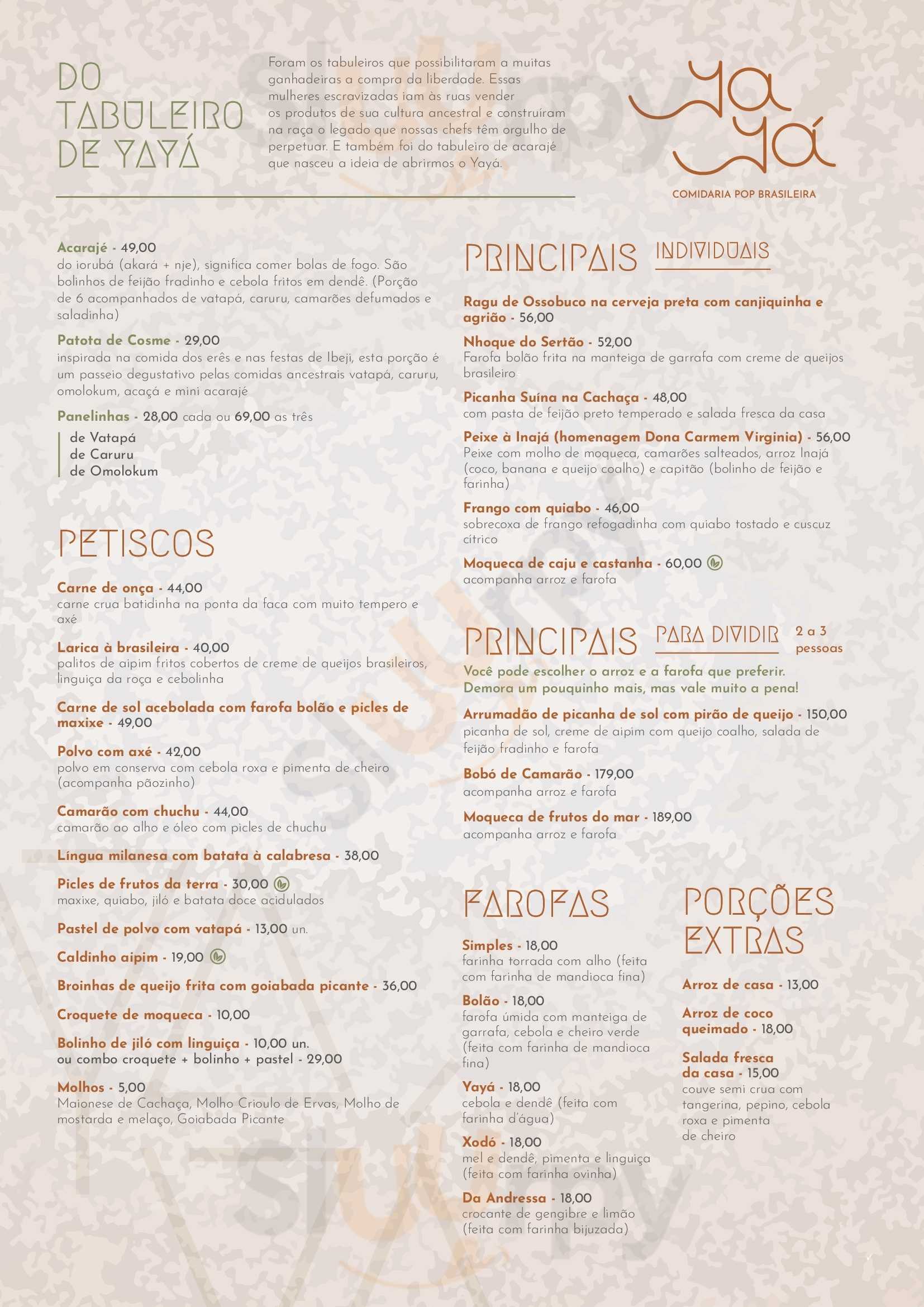 Yayá Comidaria Pop Brasileira Rio de Janeiro Menu - 1