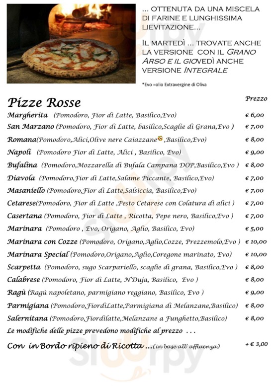 Menu pizze