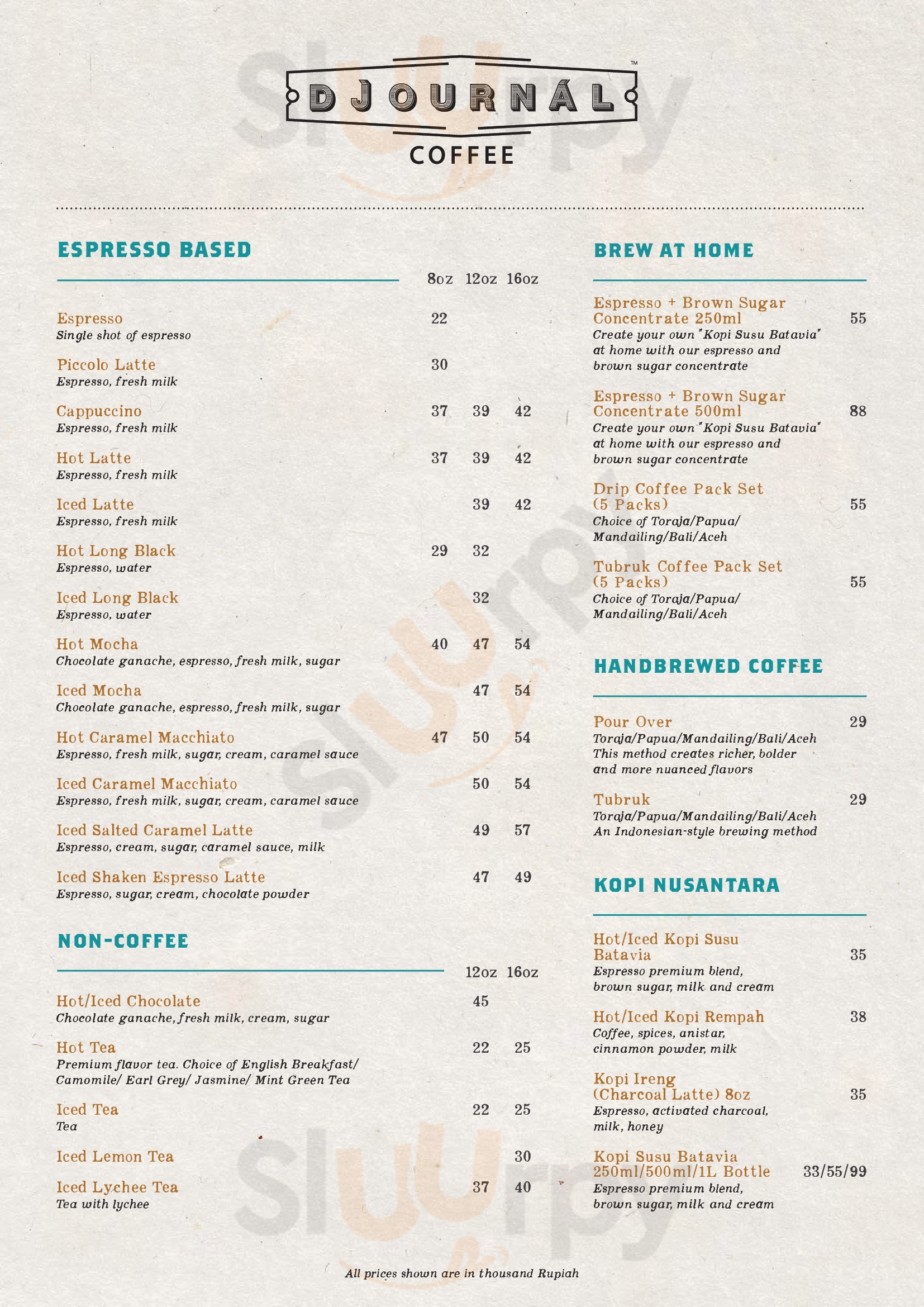 Djournal Coffee - Pacific Place Jakarta Menu - 1