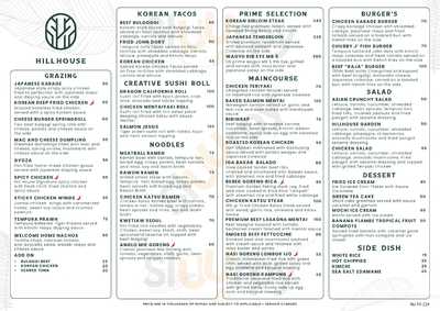 Hill House menu
