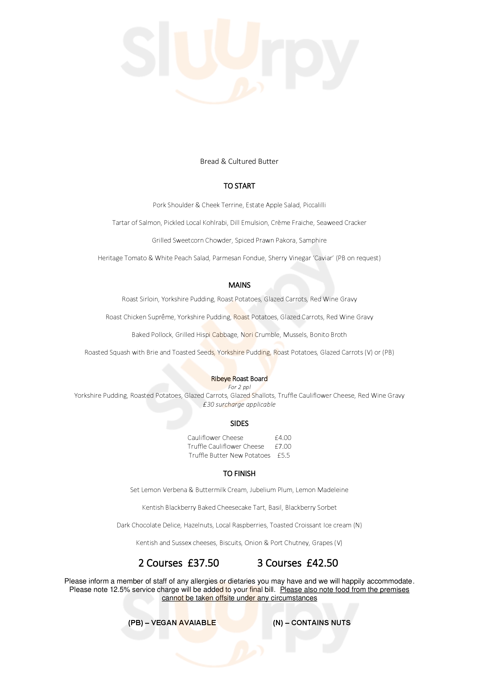 The Samuel Palmer Shoreham Menu - 1