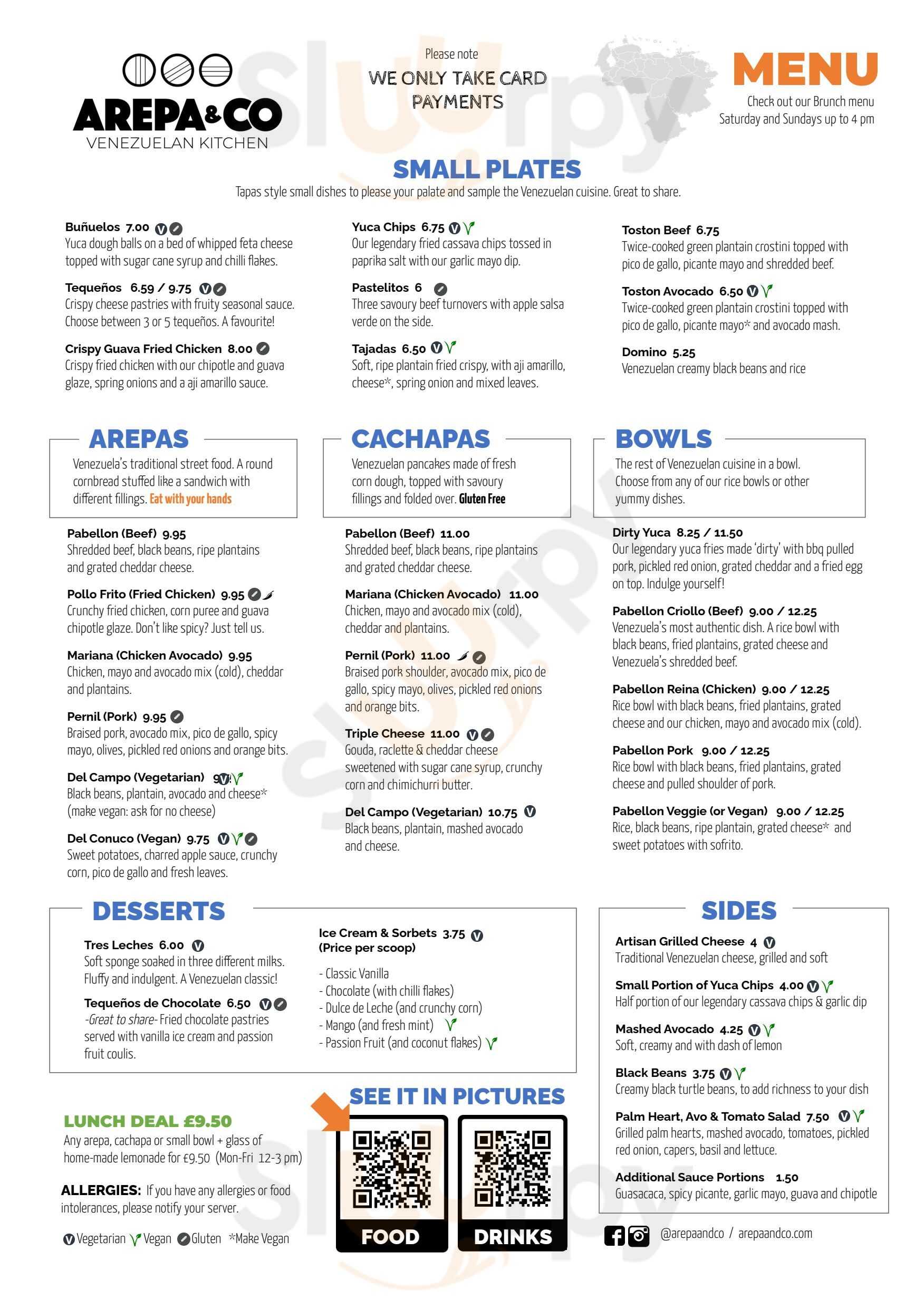 Arepa & Co - Stockwell - Venezuelan Restaurant London Menu - 1