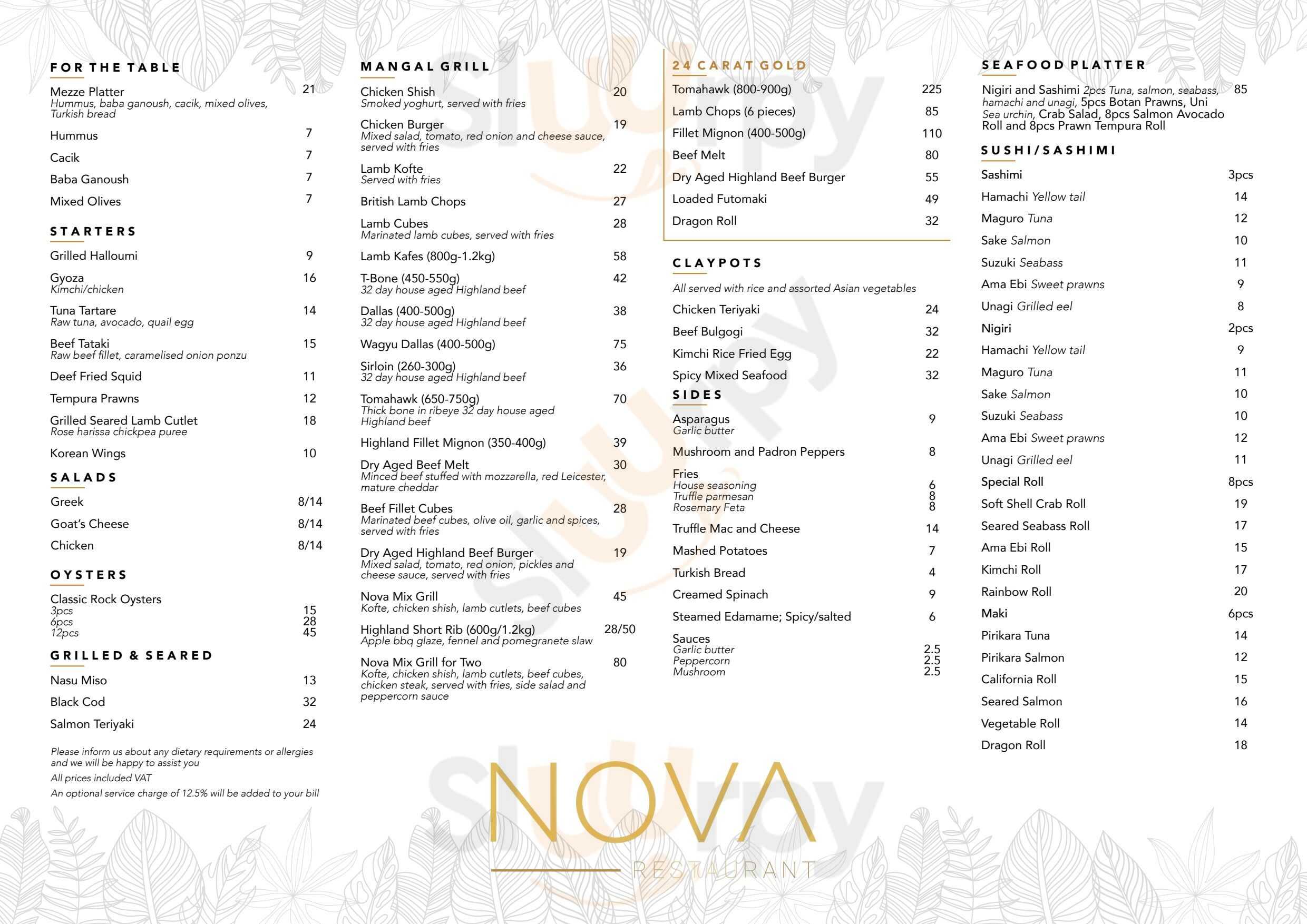 Nova Restaurant London Menu - 1