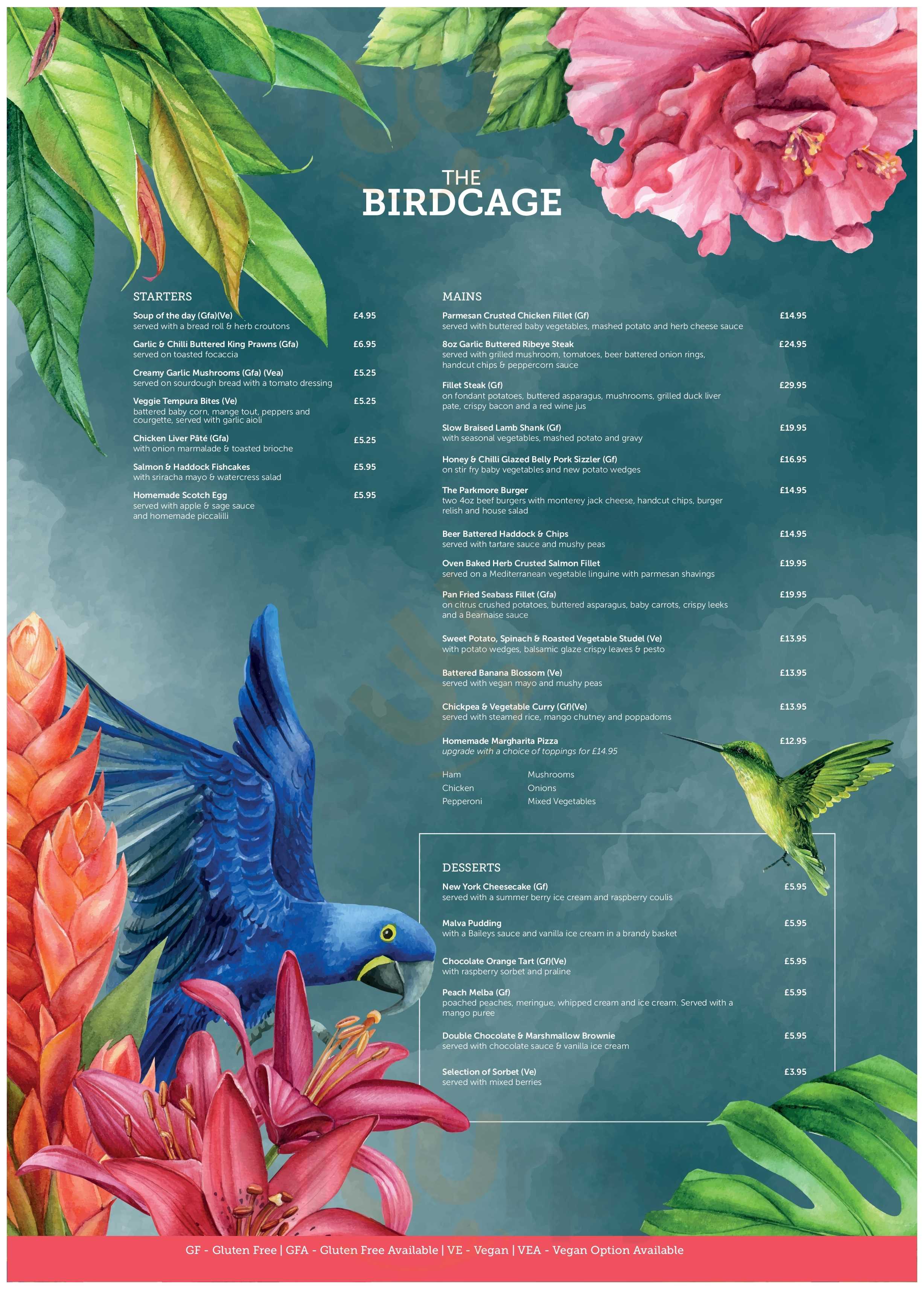 The Birdcage Yarm Menu - 1