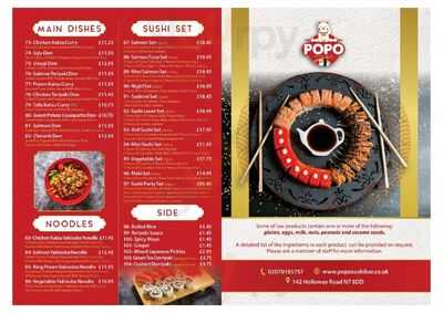 Po Po Sushi Bar menu