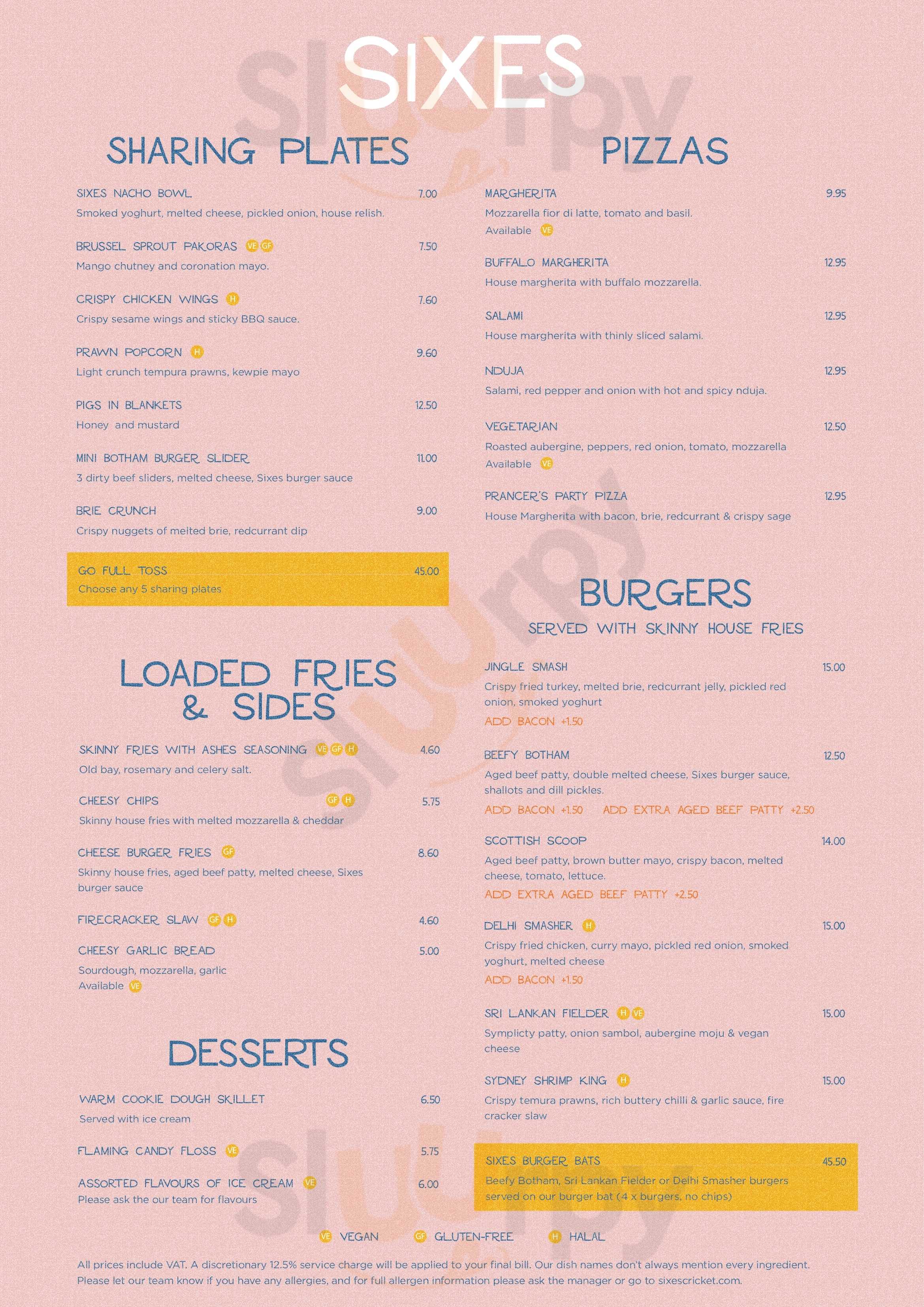 Main Menu - Sixes Social Cricket, Westfield, Shepherd's Bush