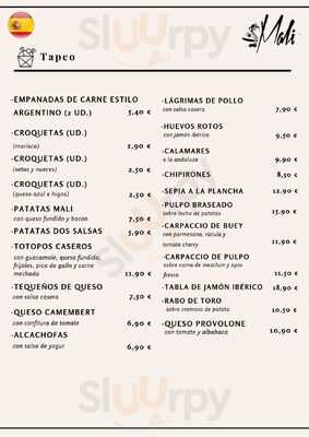 Gastrobar Mali menu