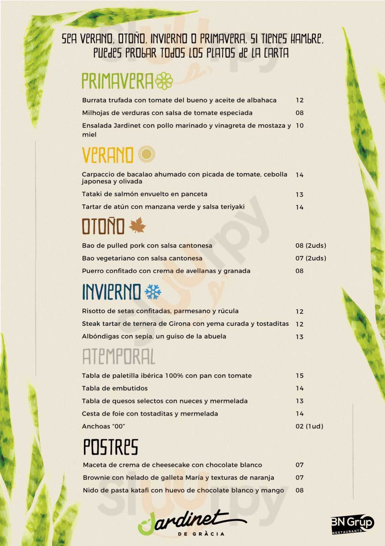 Jardinet De Gracia Barcelona Menu - 1