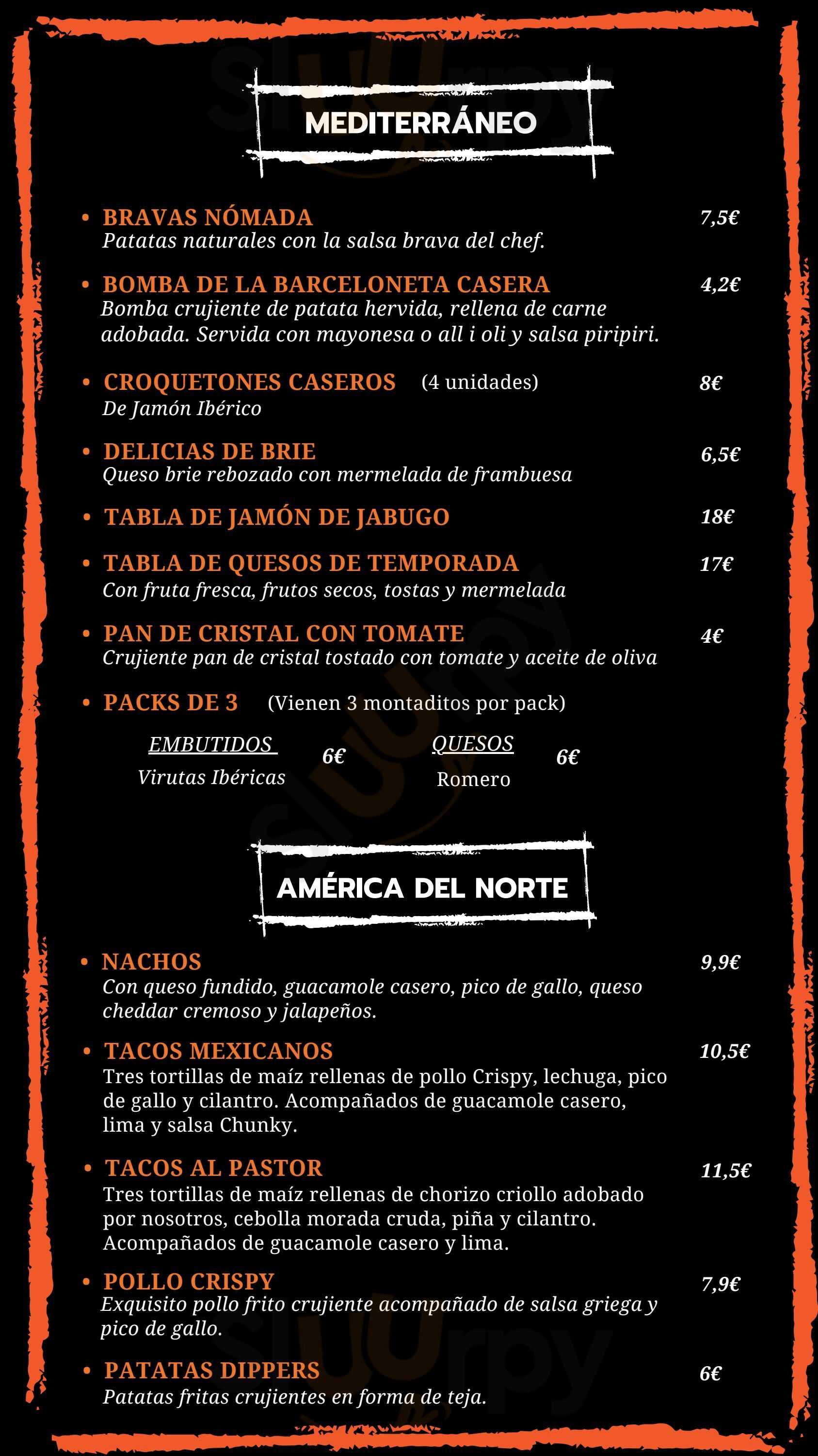 Nómada Gastrovermutería Calafell Menu - 1