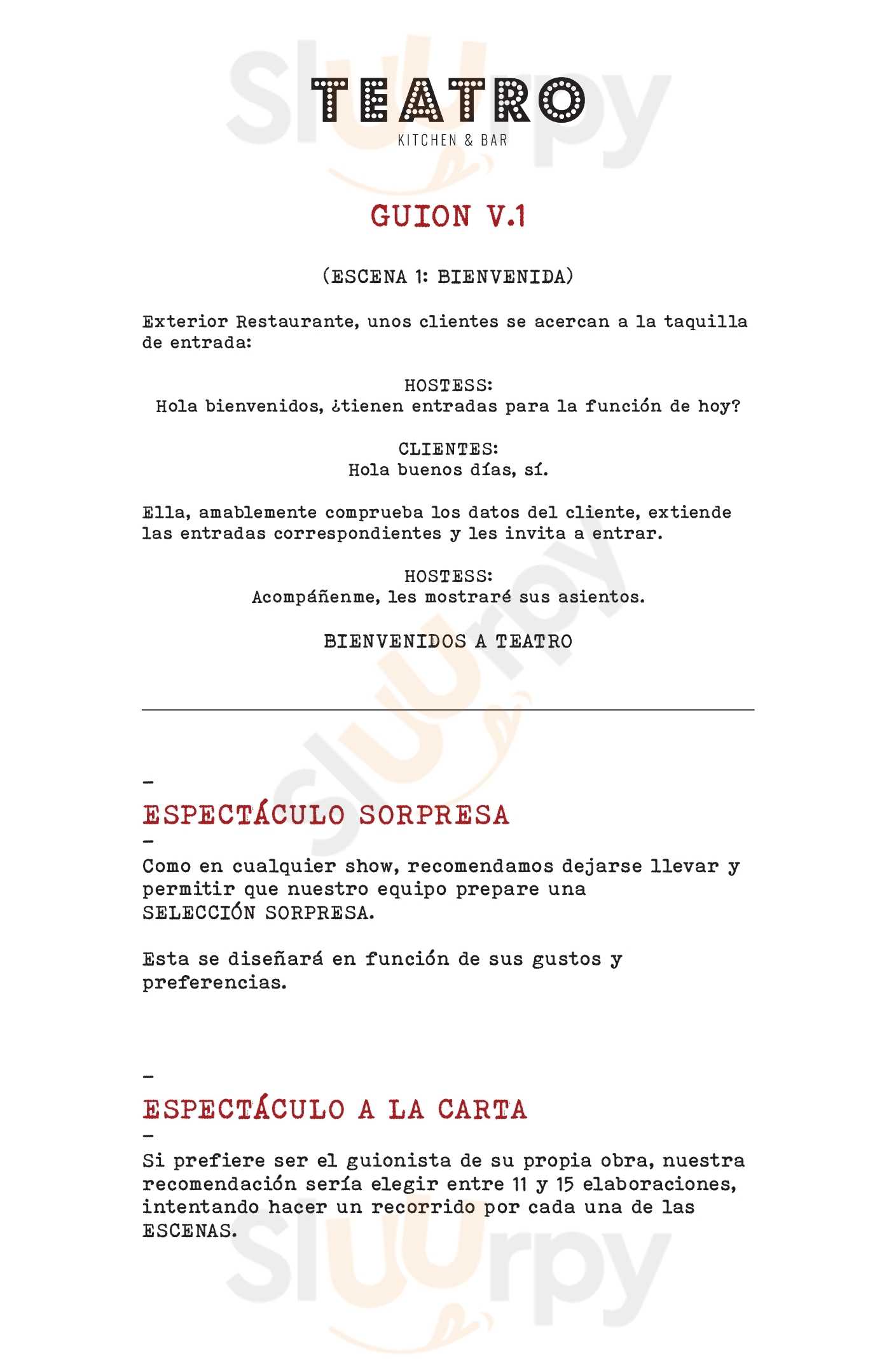 Teatro Kitchen & Bar Barcelona Menu - 1