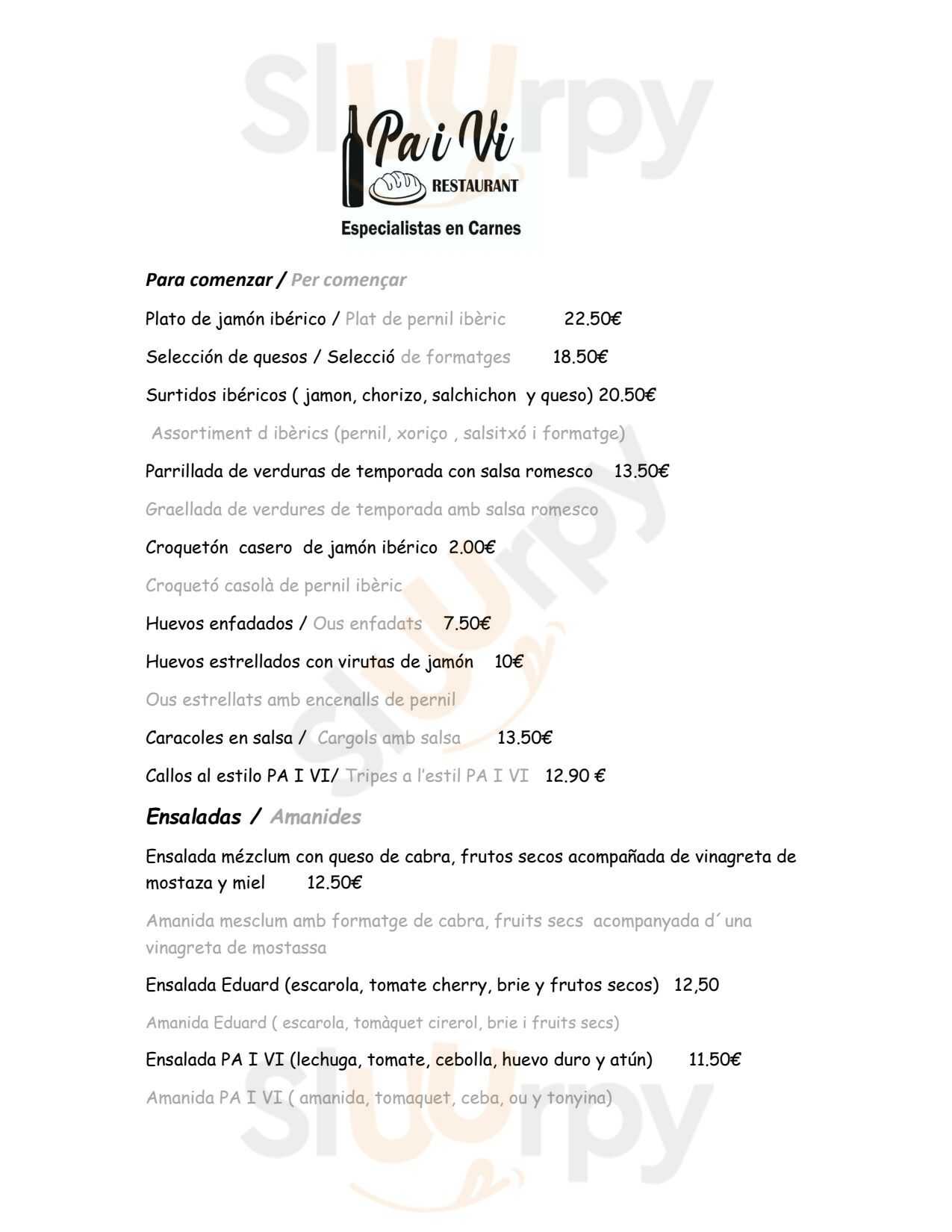 Restaurante Pa I Vi Barcelona Menu - 1