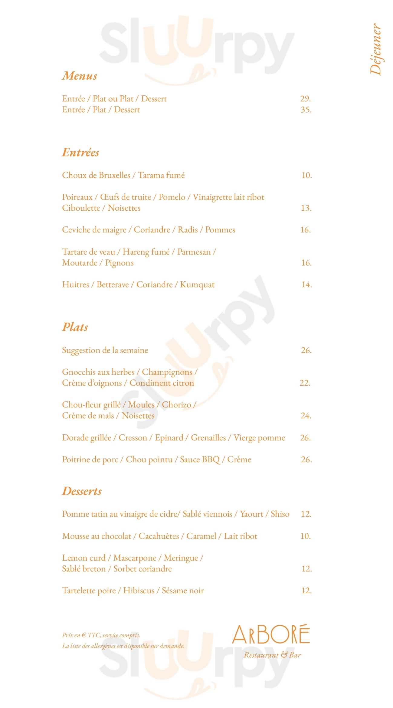 Arbore Restaurant Paris Menu - 1