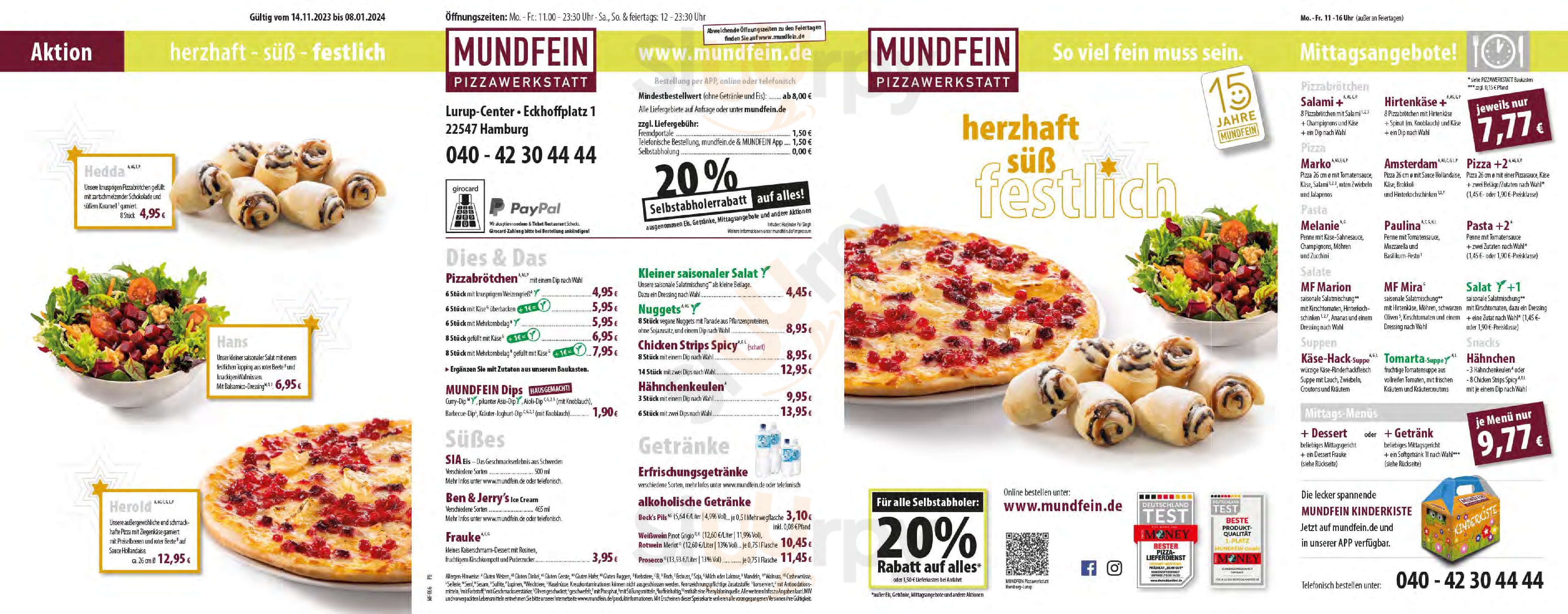 Mundfein Pizzawerkstatt Hamburg-lurup Hamburg Menu - 1