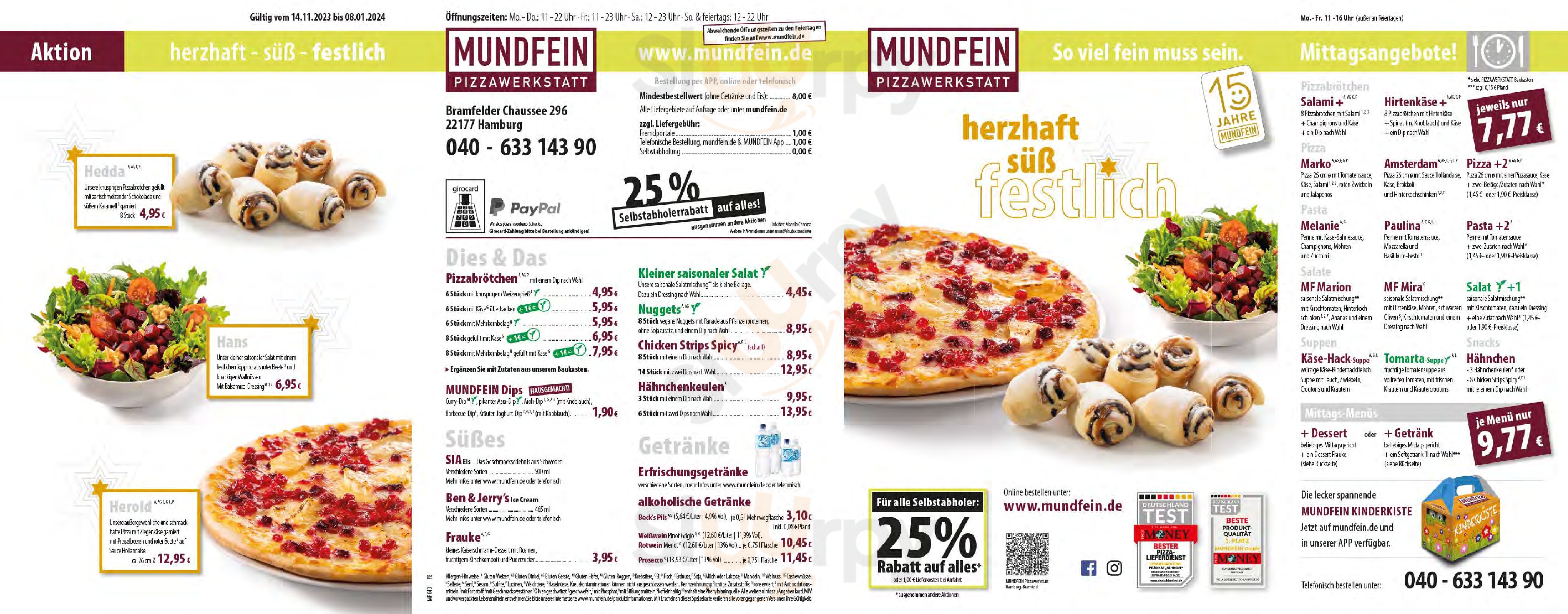 Mundfein Pizzawerkstatt Hamburg-bramfeld Hamburg Menu - 1