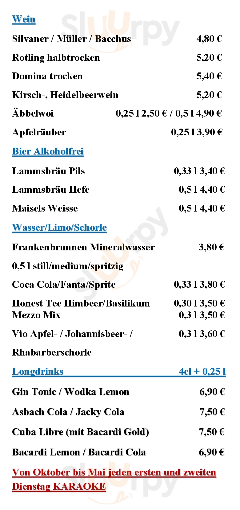 Weinstube - Till Eulenspiegel Würzburg Menu - 1