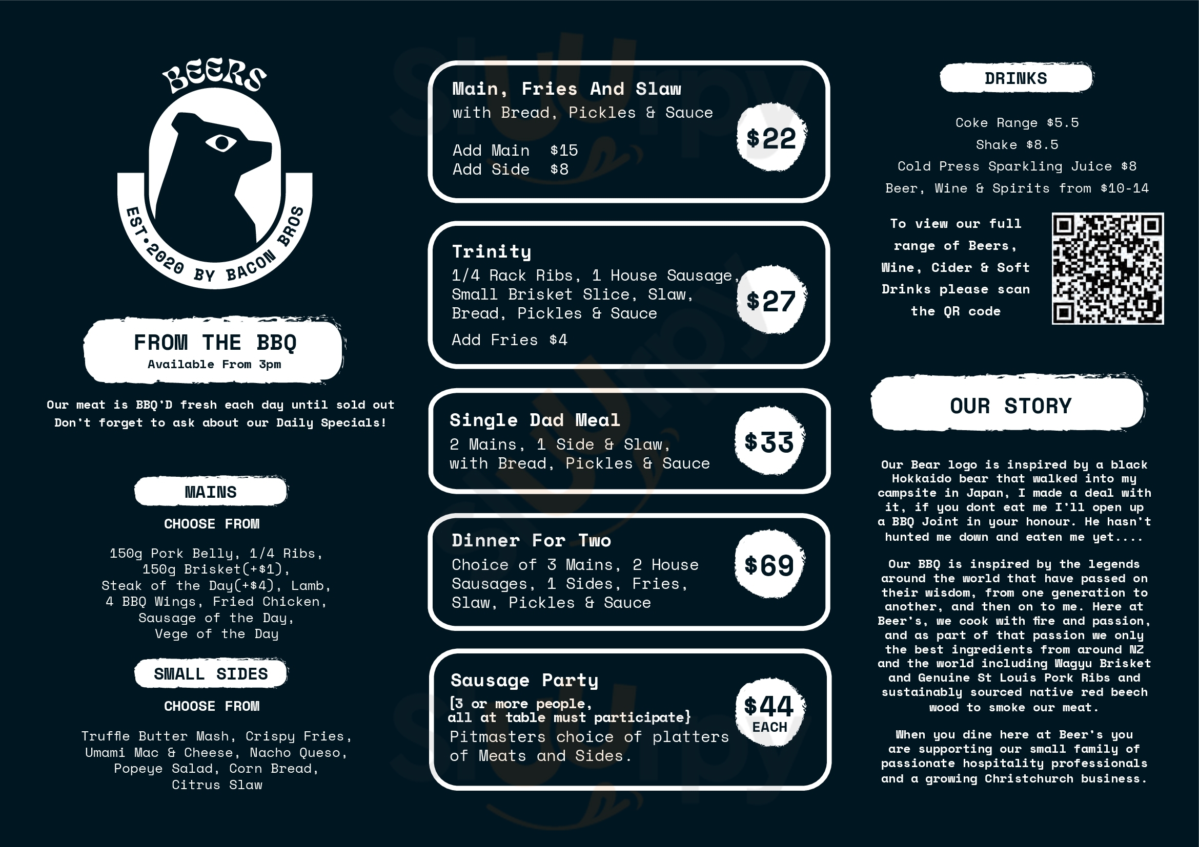 Beers By Bacon Brothers Christchurch Menu - 1
