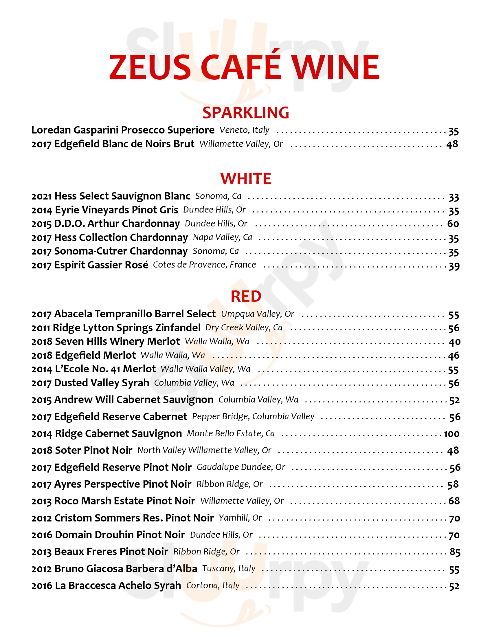 Main Menu - Mcmenamins Zeus Cafe