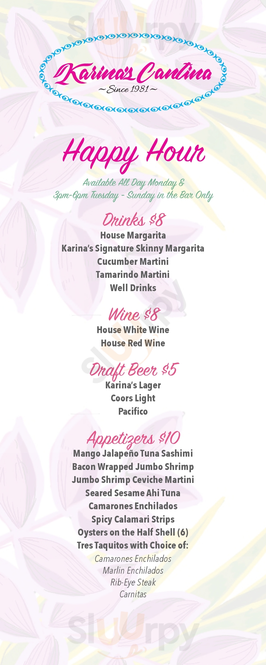 Main Menu - Karina’s Cantina - Gaslamp Quarter