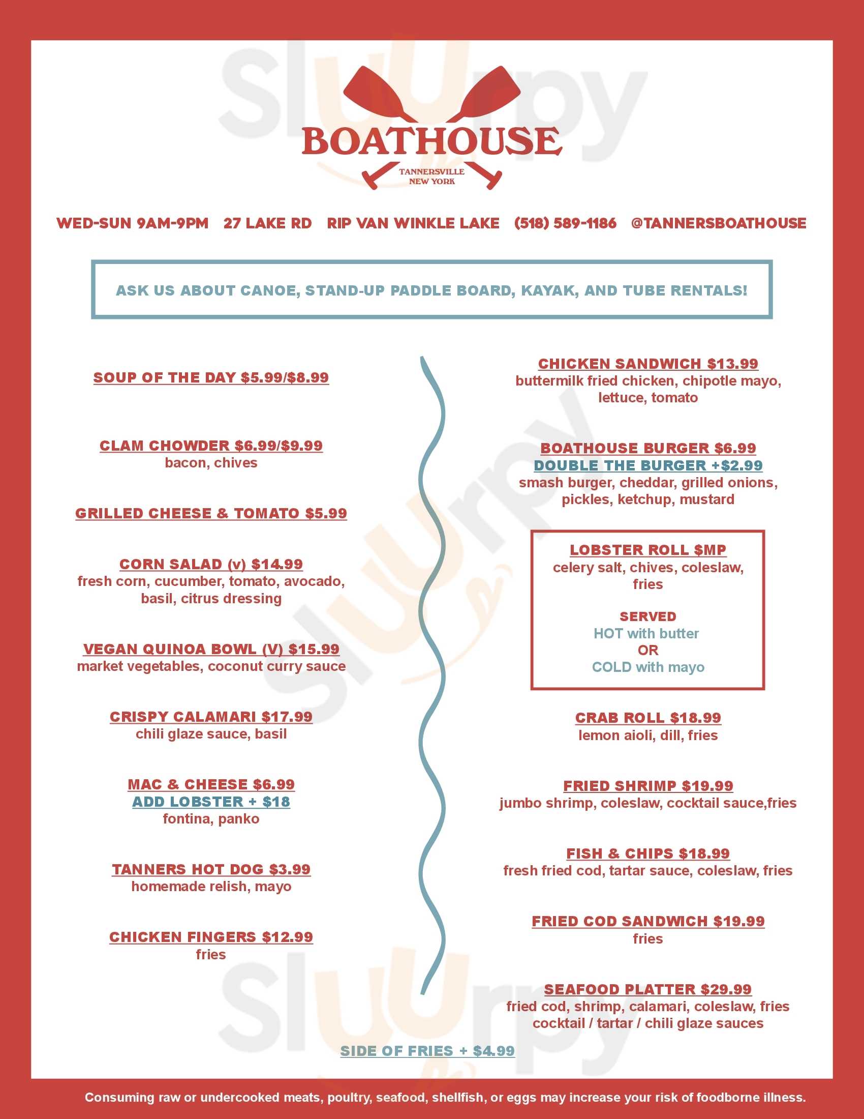 Tanners Boathouse Tannersville Menu - 1