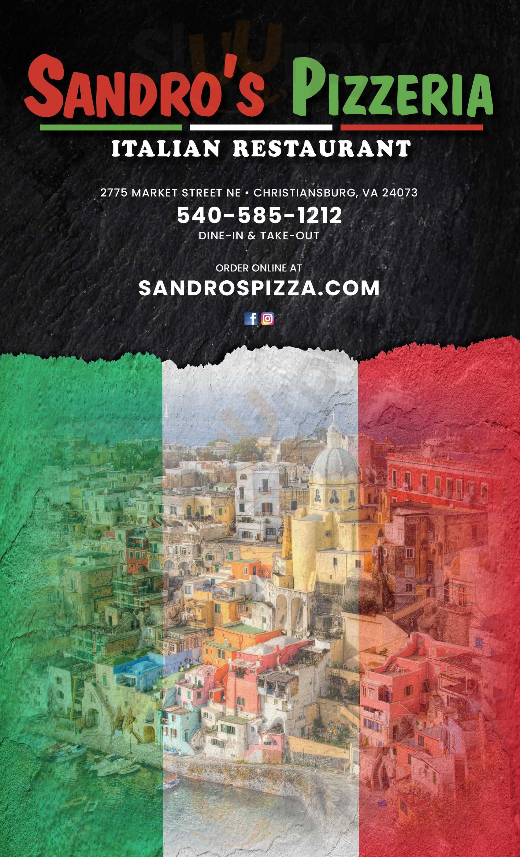 Sandro's Pizzeria & Italian Restaurant Christiansburg Menu - 1