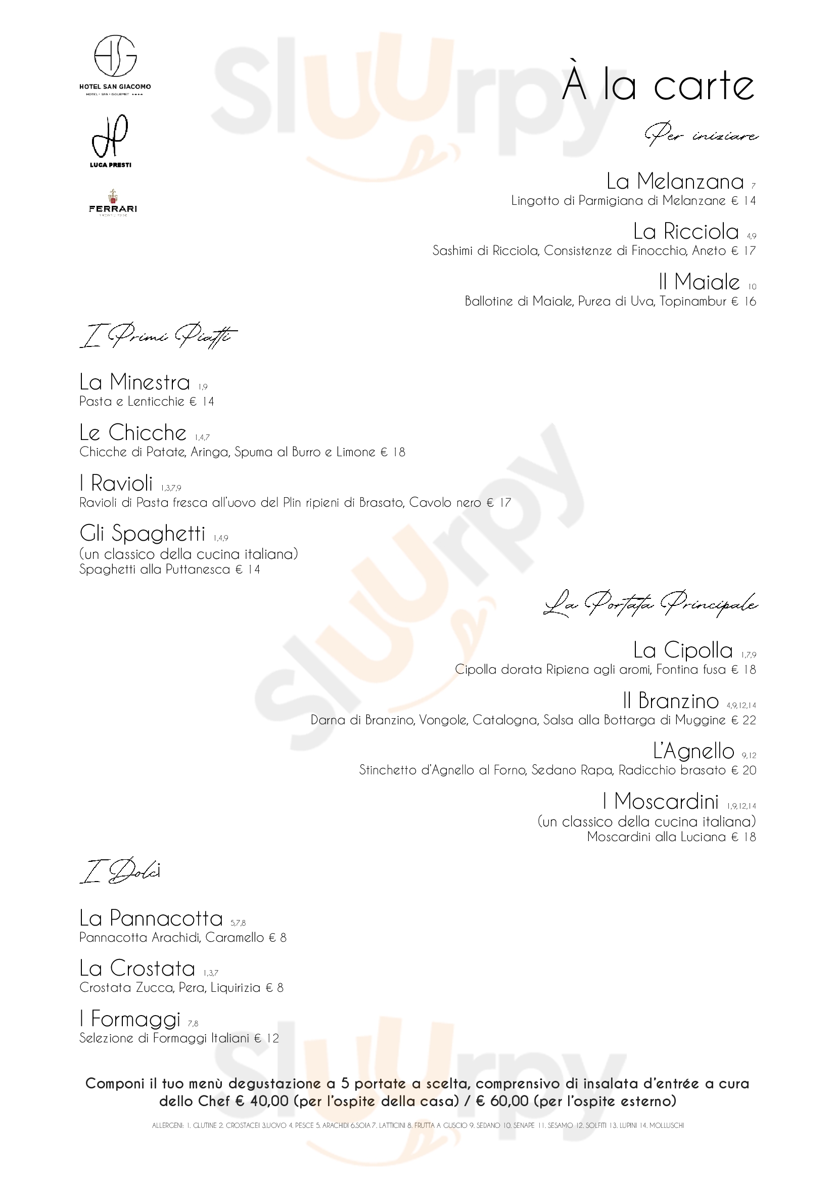 Ristorante Hotel San Giacomo Brentonico Menu - 1