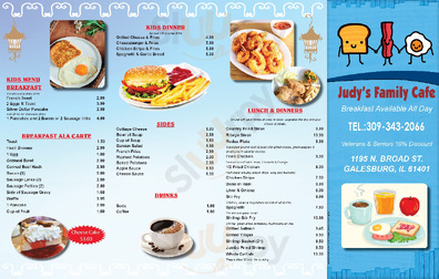 Judy's Family Cafe menu