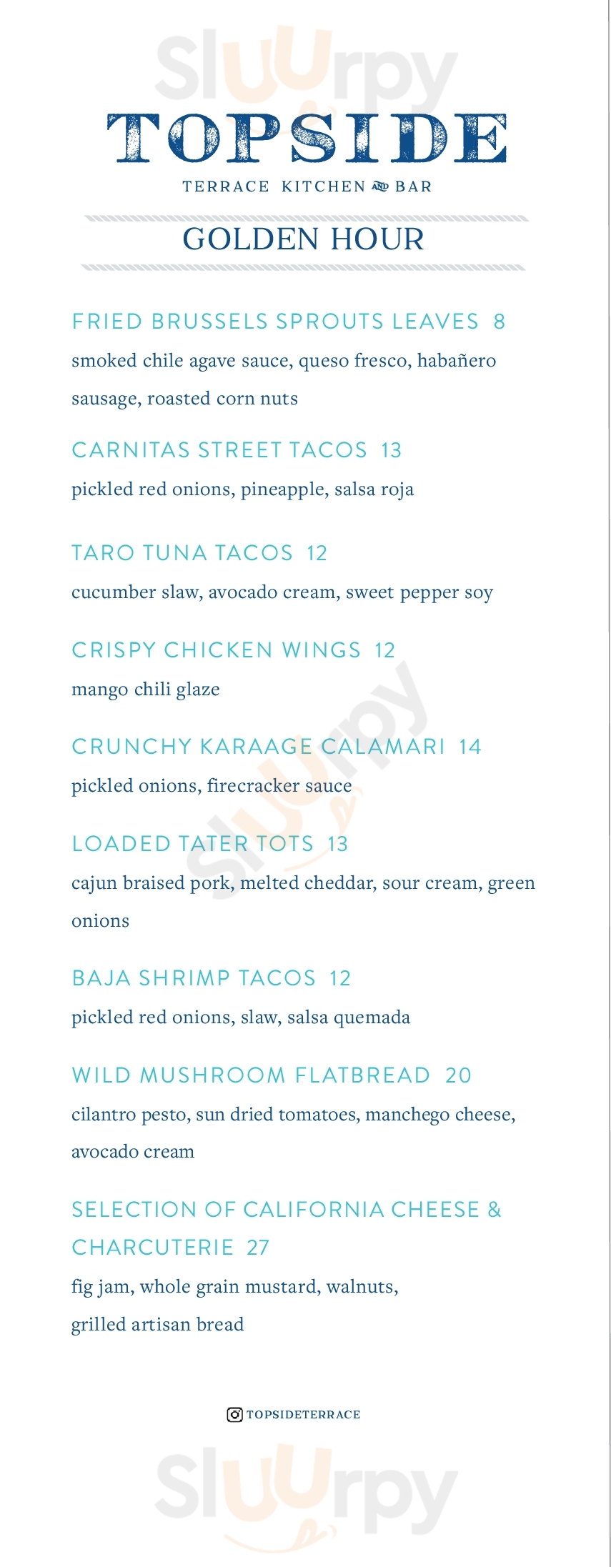 Main Menu - Topside Terrace