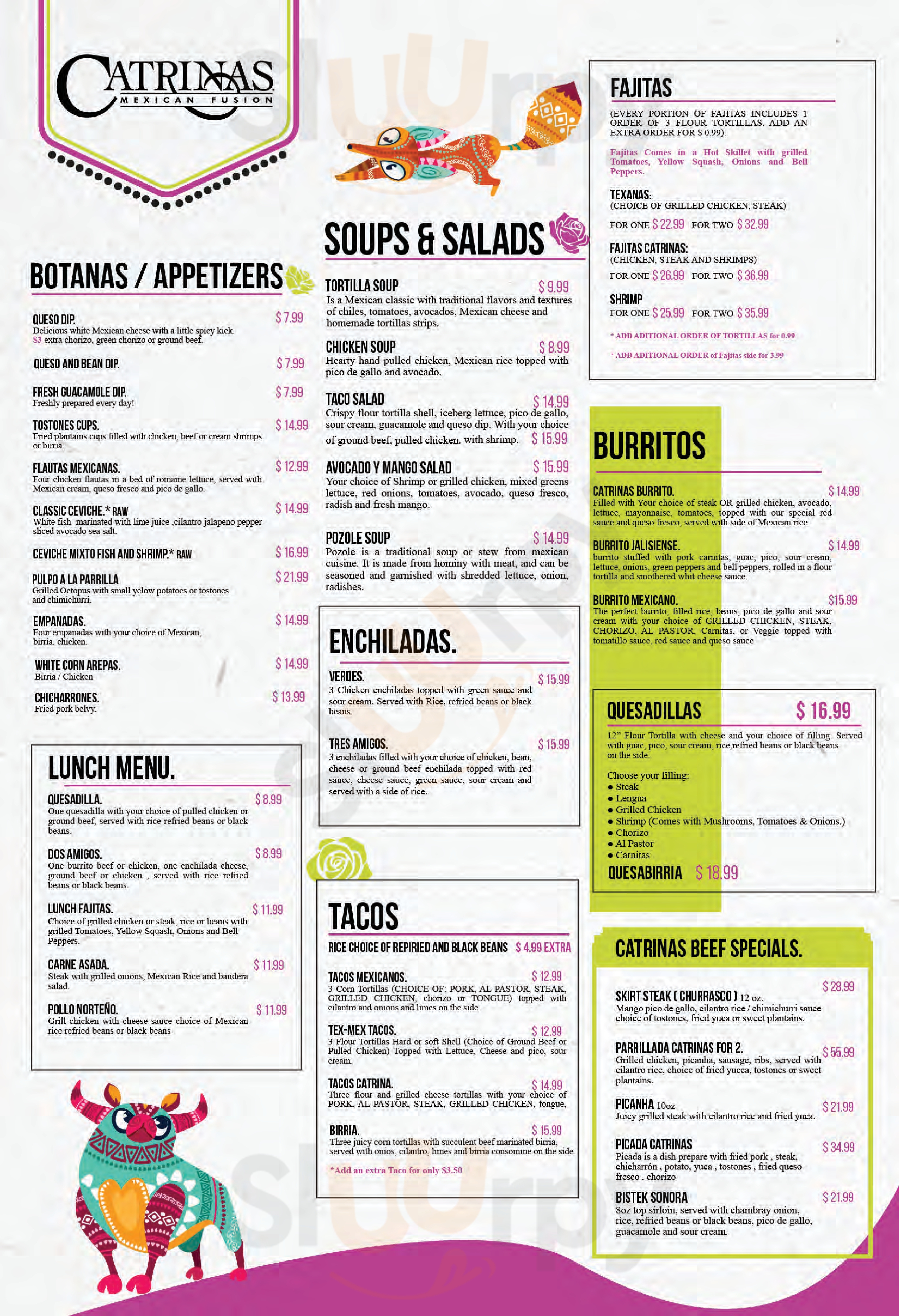 Main Menu - Catrinas Mexican Fusion