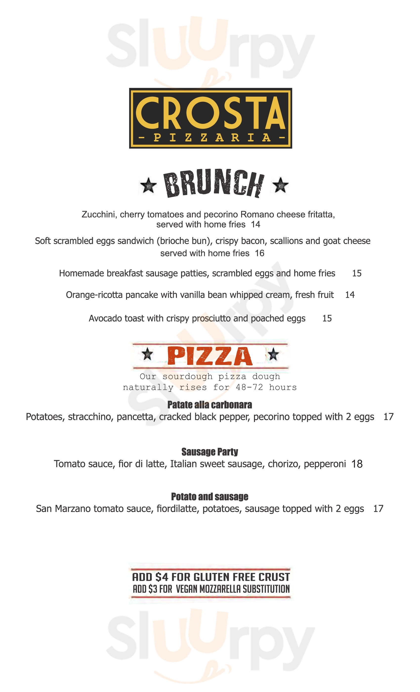 Main Menu - Crosta Pizzeria