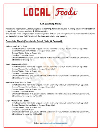 Local Foods menu