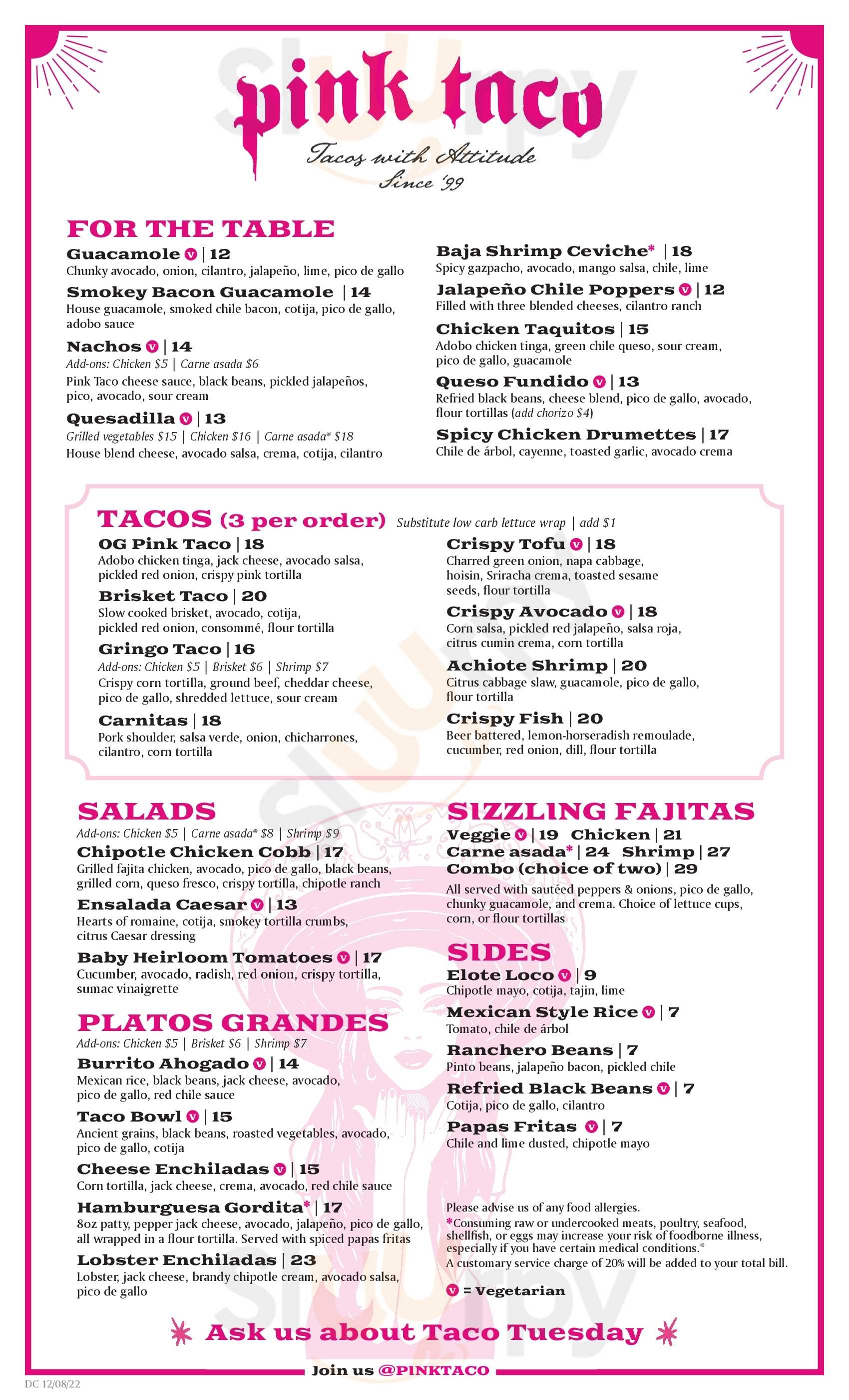 Pink Taco Washington DC Menu - 1