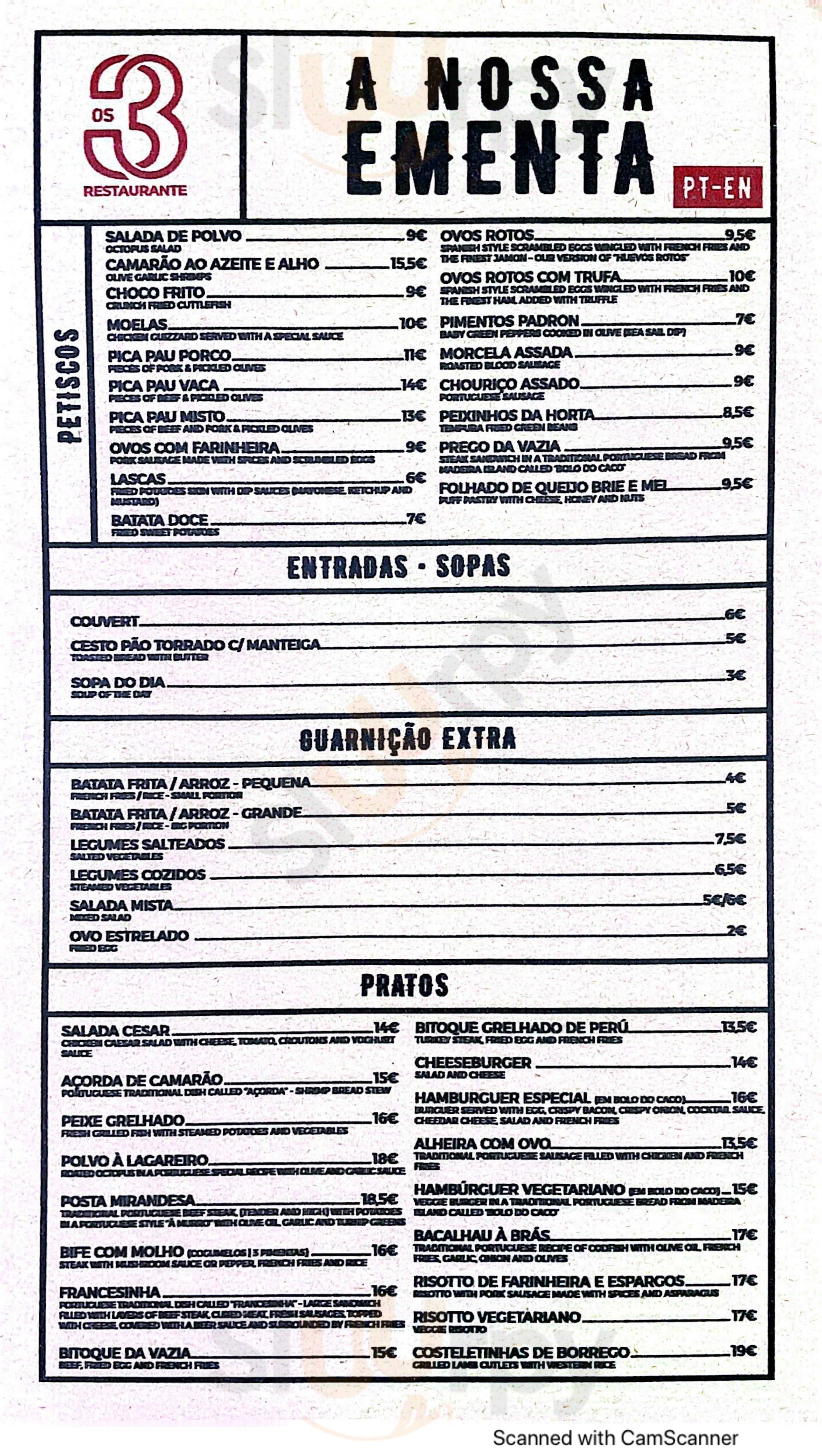 Restaurante Os Três Lisboa Menu - 1