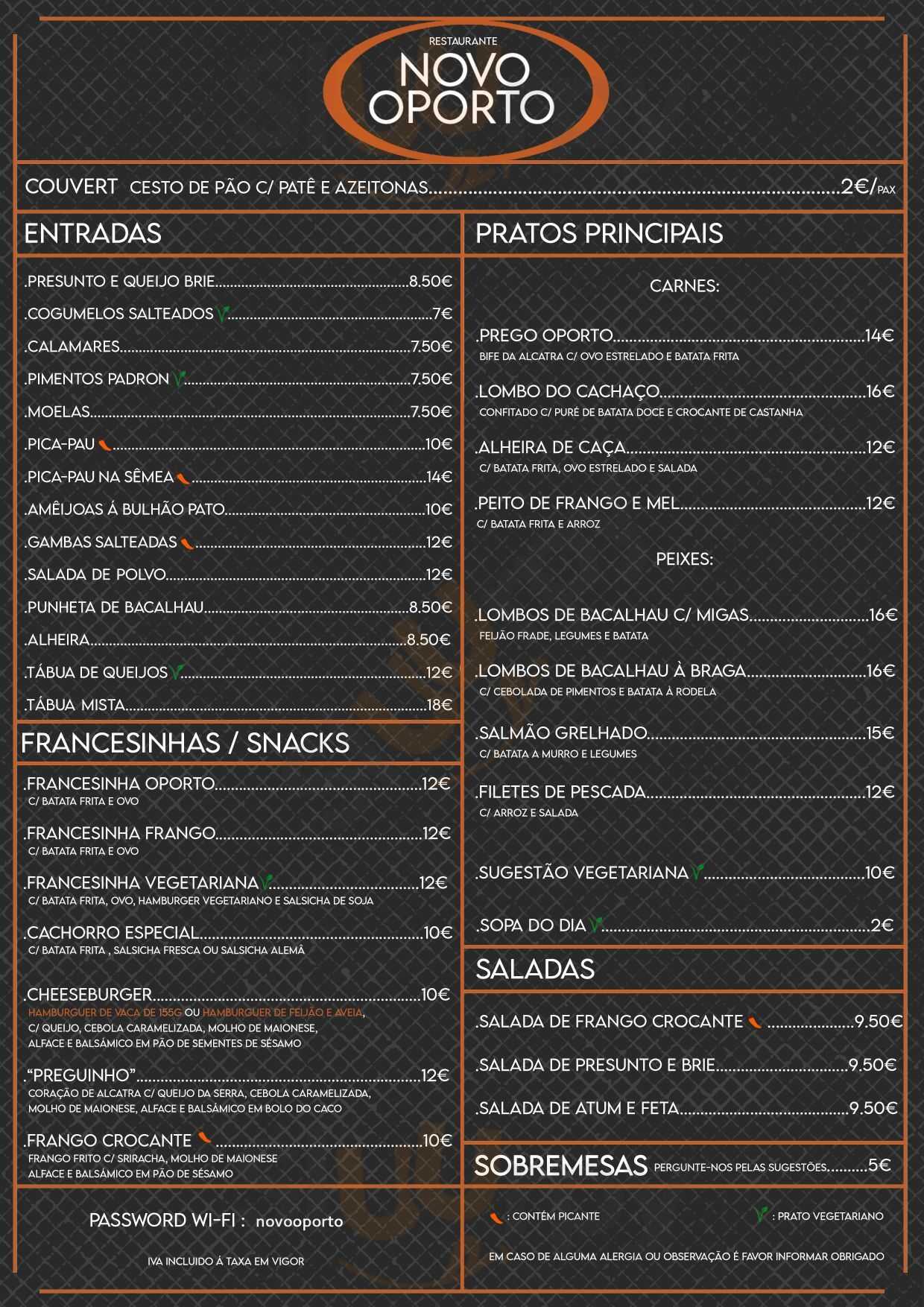 Novo Oporto Porto Menu - 1