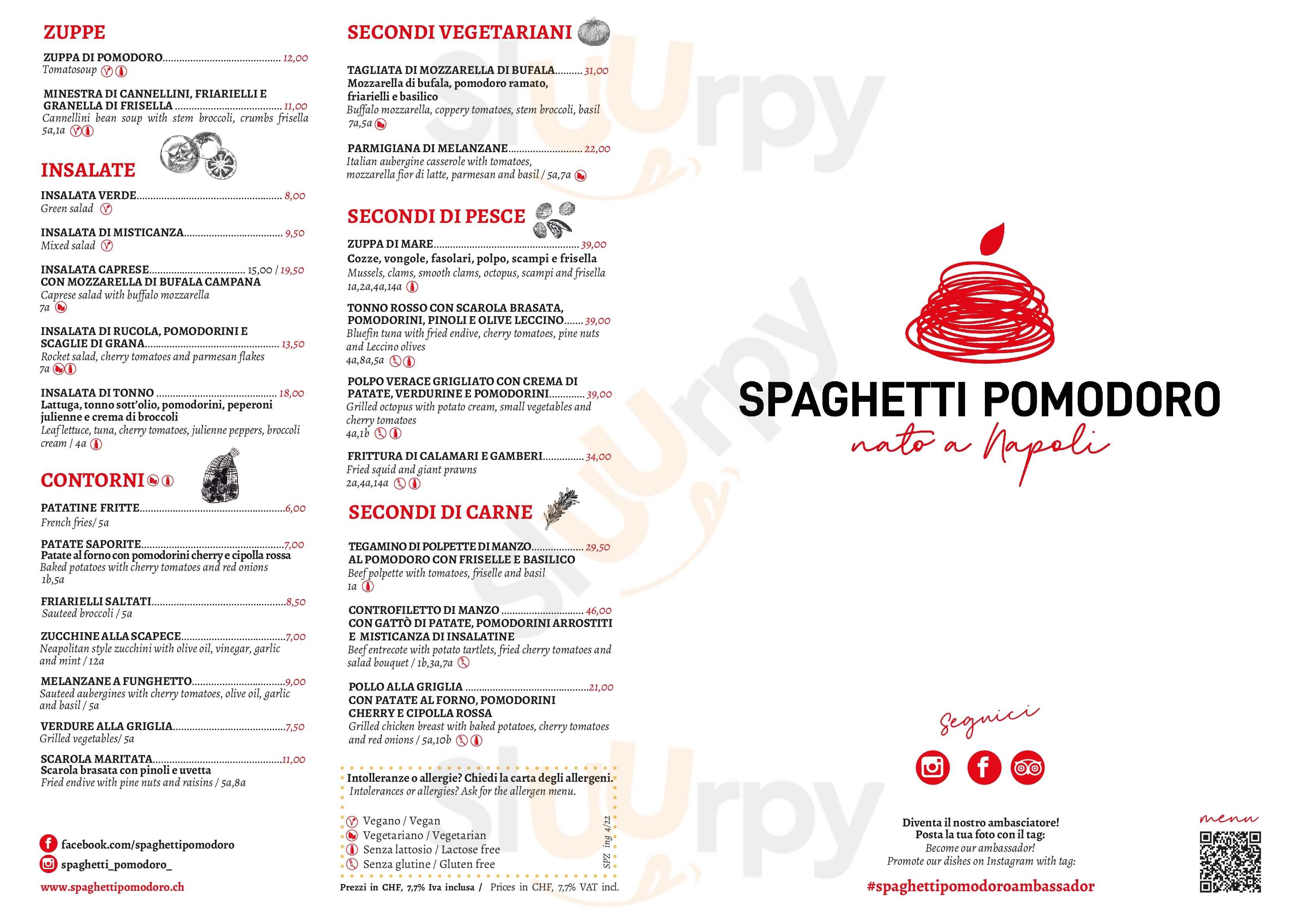 Spaghetti Pomodoro Fribourg Menu - 1