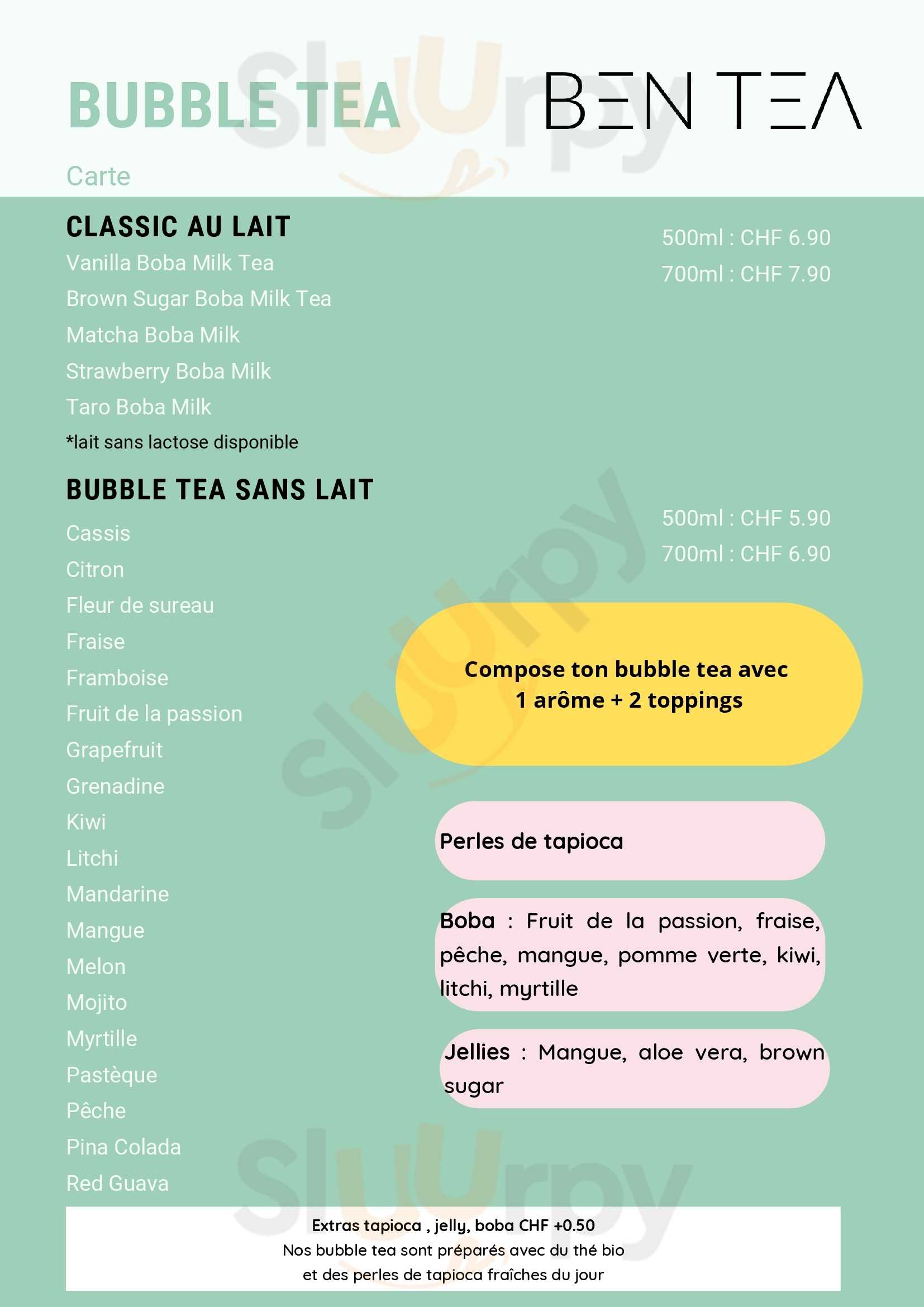 Ben Tea | Bubble Tea House Aigle Menu - 1