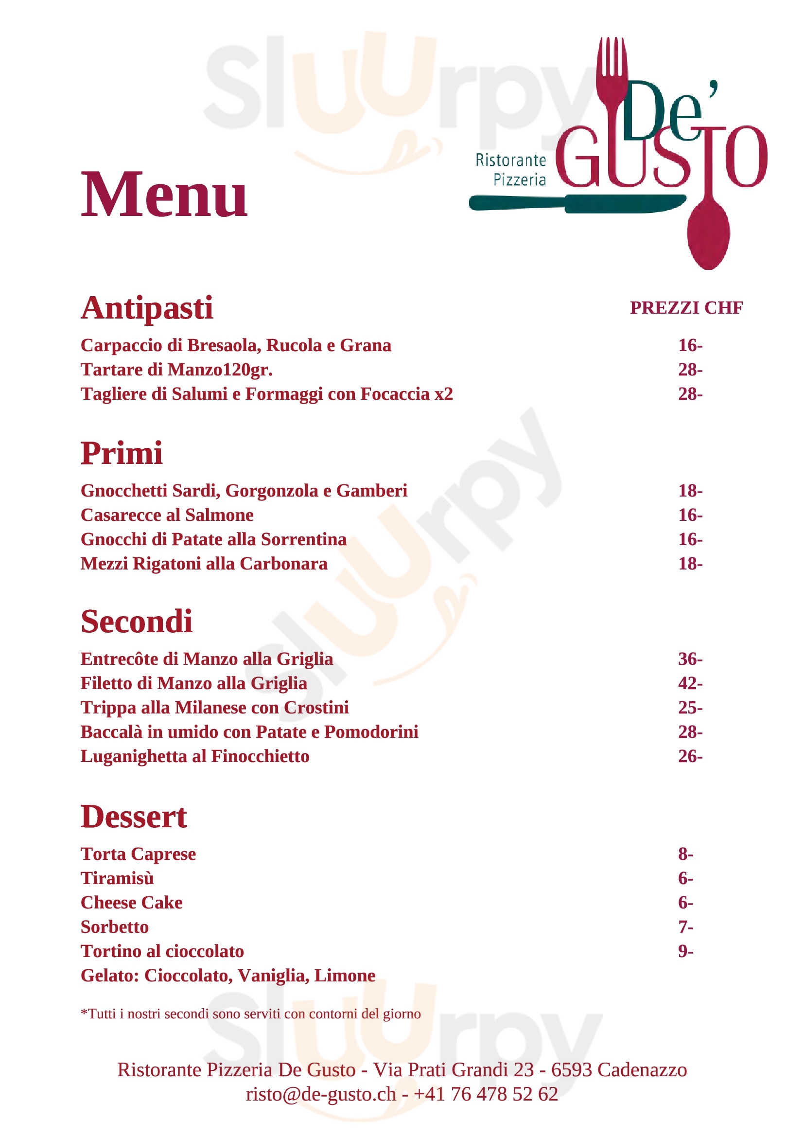 Degusto Ristorante Pizzeria Cadenazzo Menu - 1