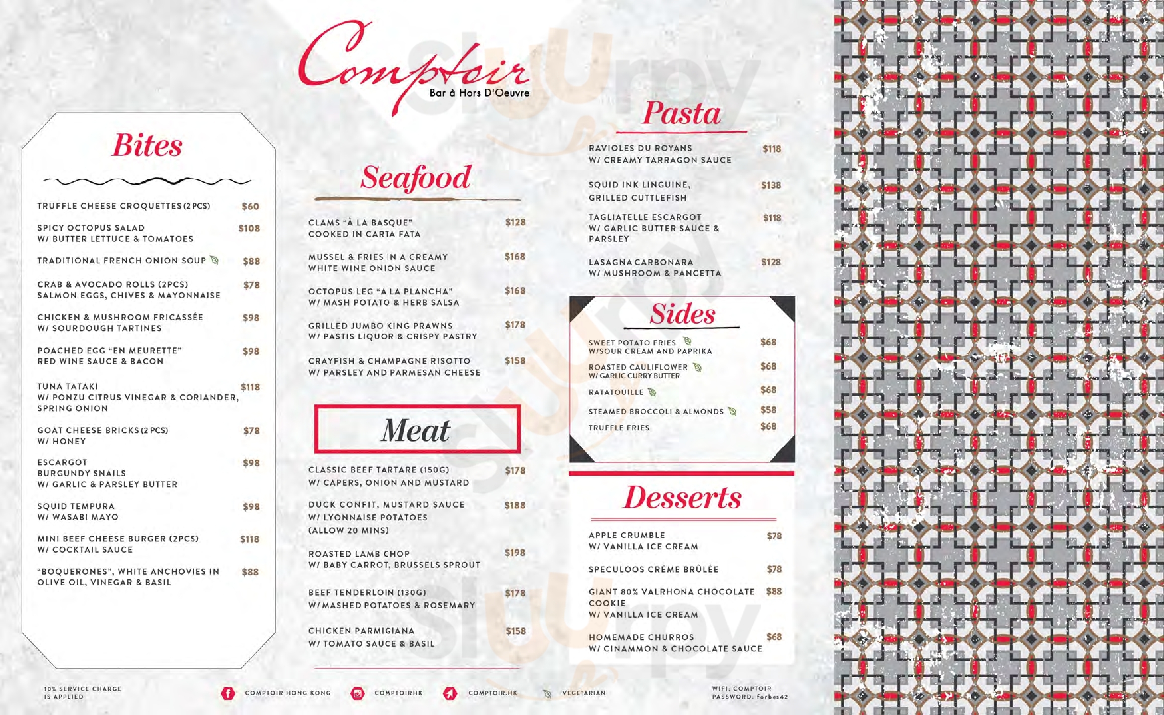 Main Menu - Cafe Boheme