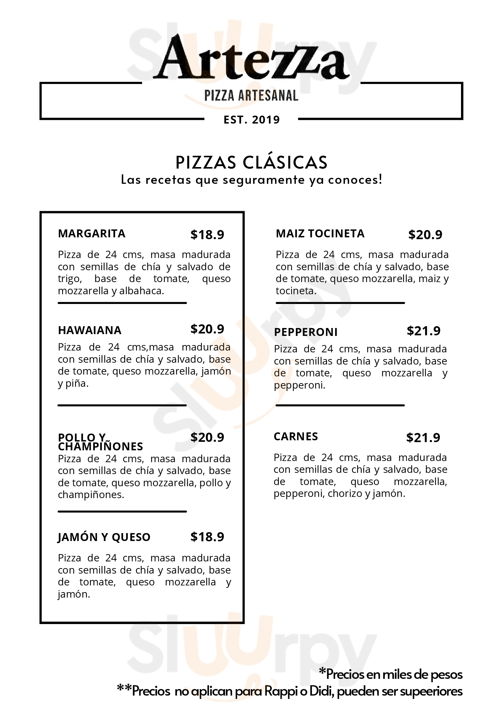 Artezza Pizza Artesanal Gilmar Bogotá Menu - 1