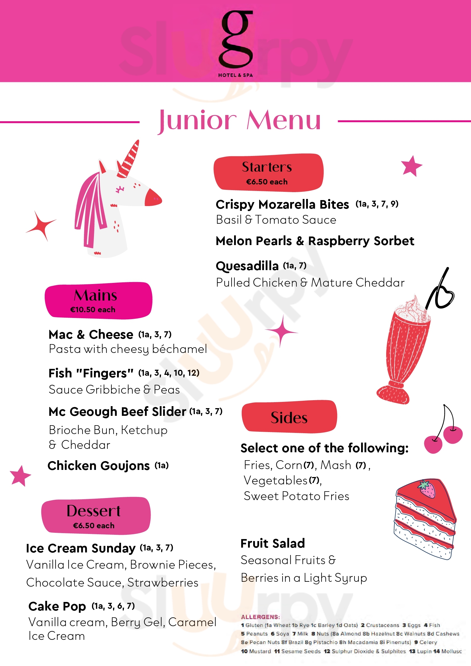 The G Hotel – Signature Lounges Galway Menu - 1