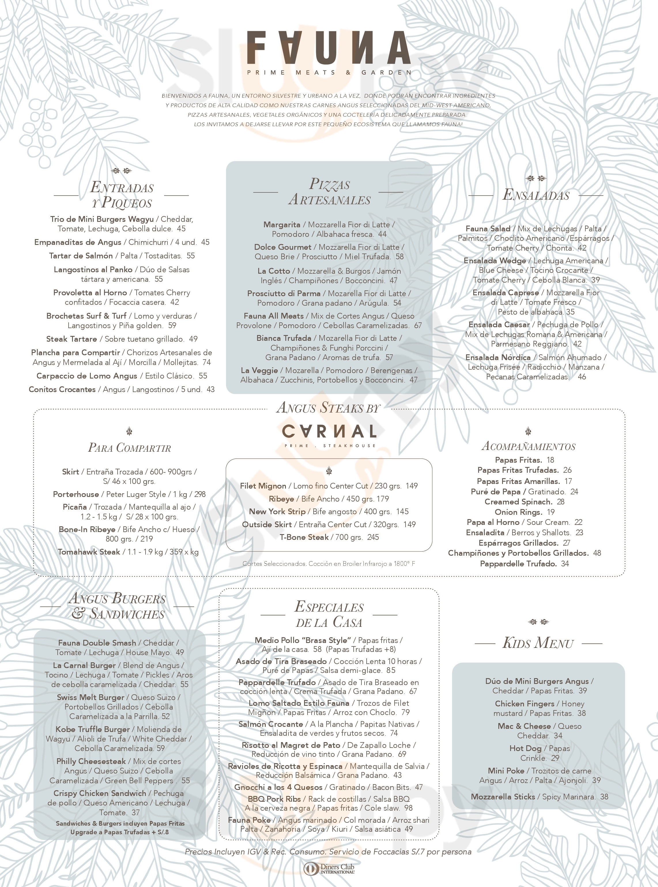 Fauna Prime Meats & Garden Lima Menu - 1