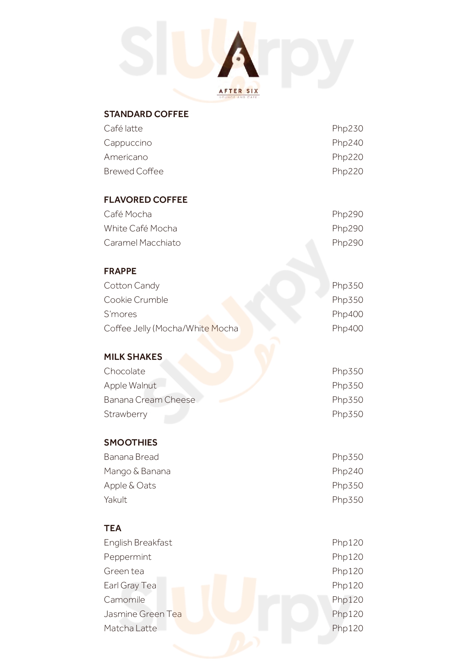 After Six Lounge And Cafe Clark Freeport Zone Menu - 1