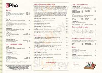Pho menu