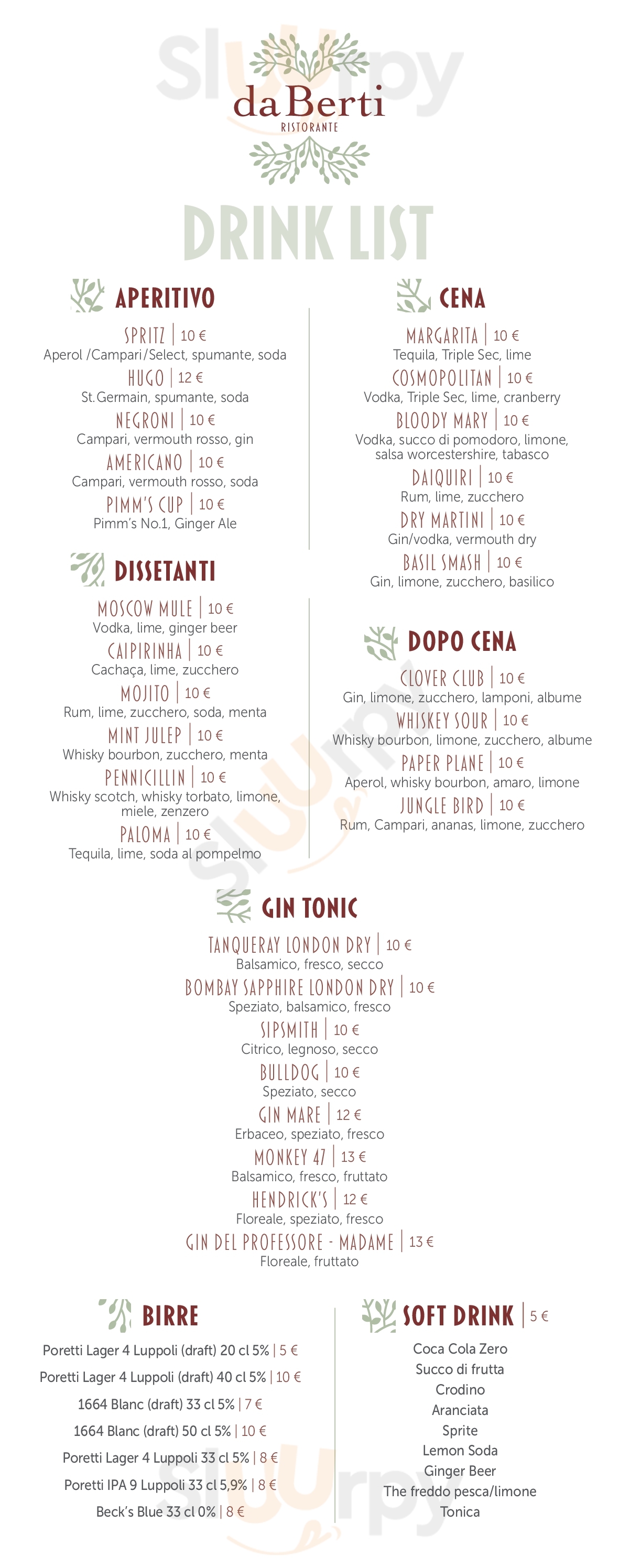 Ristorante Da Berti Milano Menu - 1