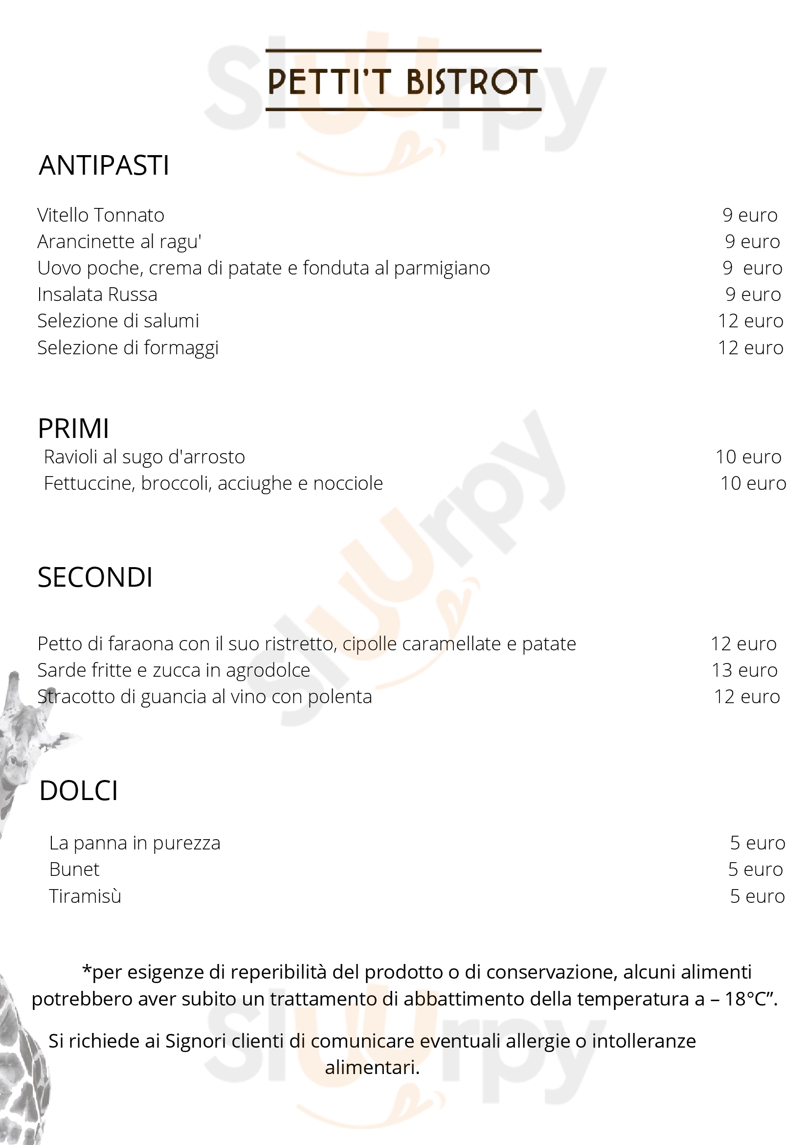 Petti’t Bistrot Barolo Menu - 1