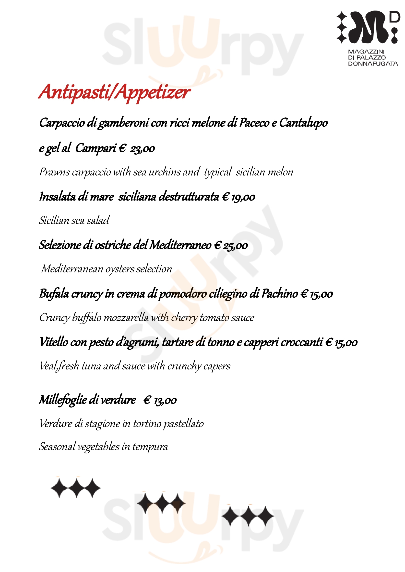 Magazzini Di Palazzo Donnafugata (mad) Ragusa Menu - 1