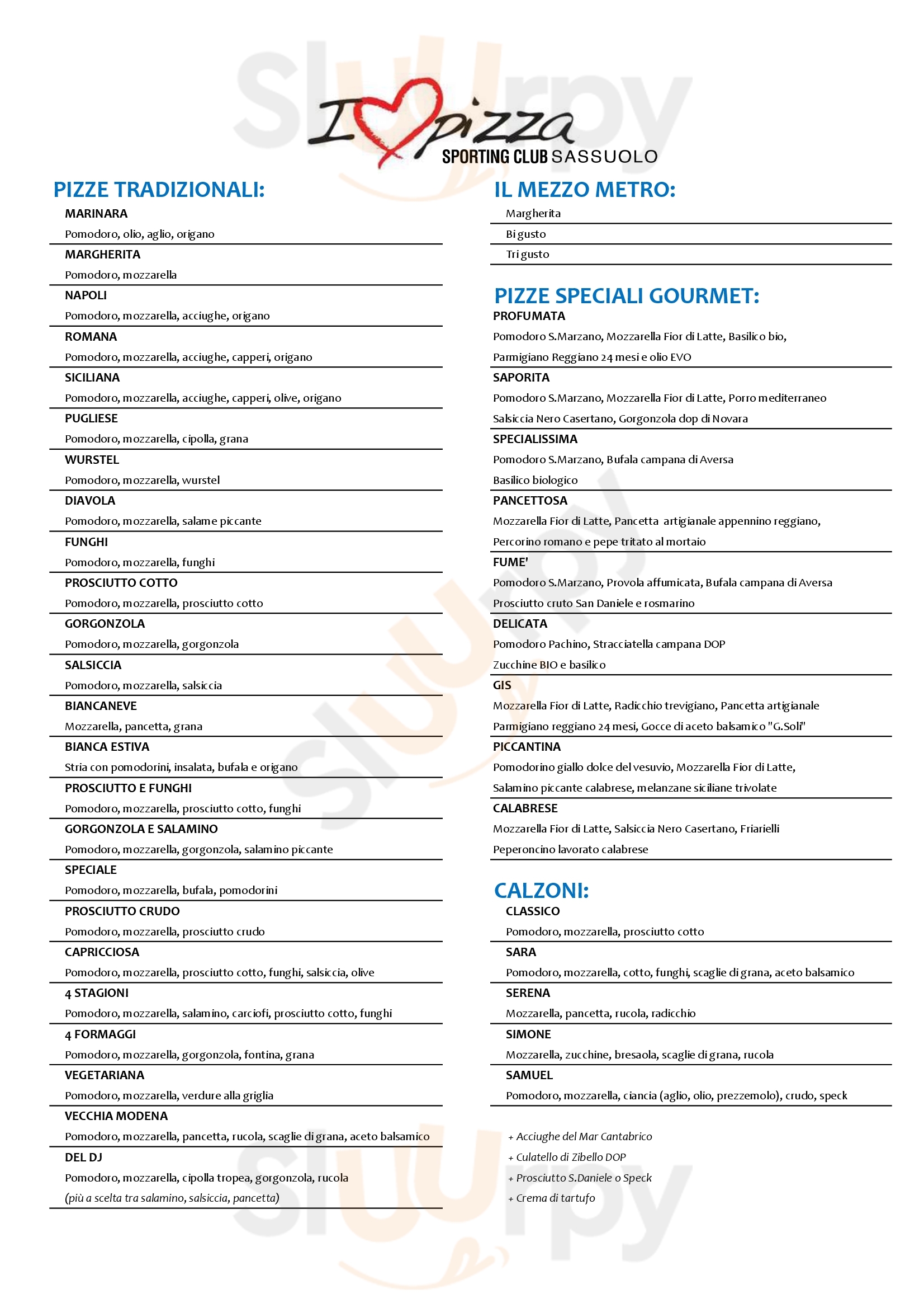 Sporting Club Sassuolo Sassuolo Menu - 1